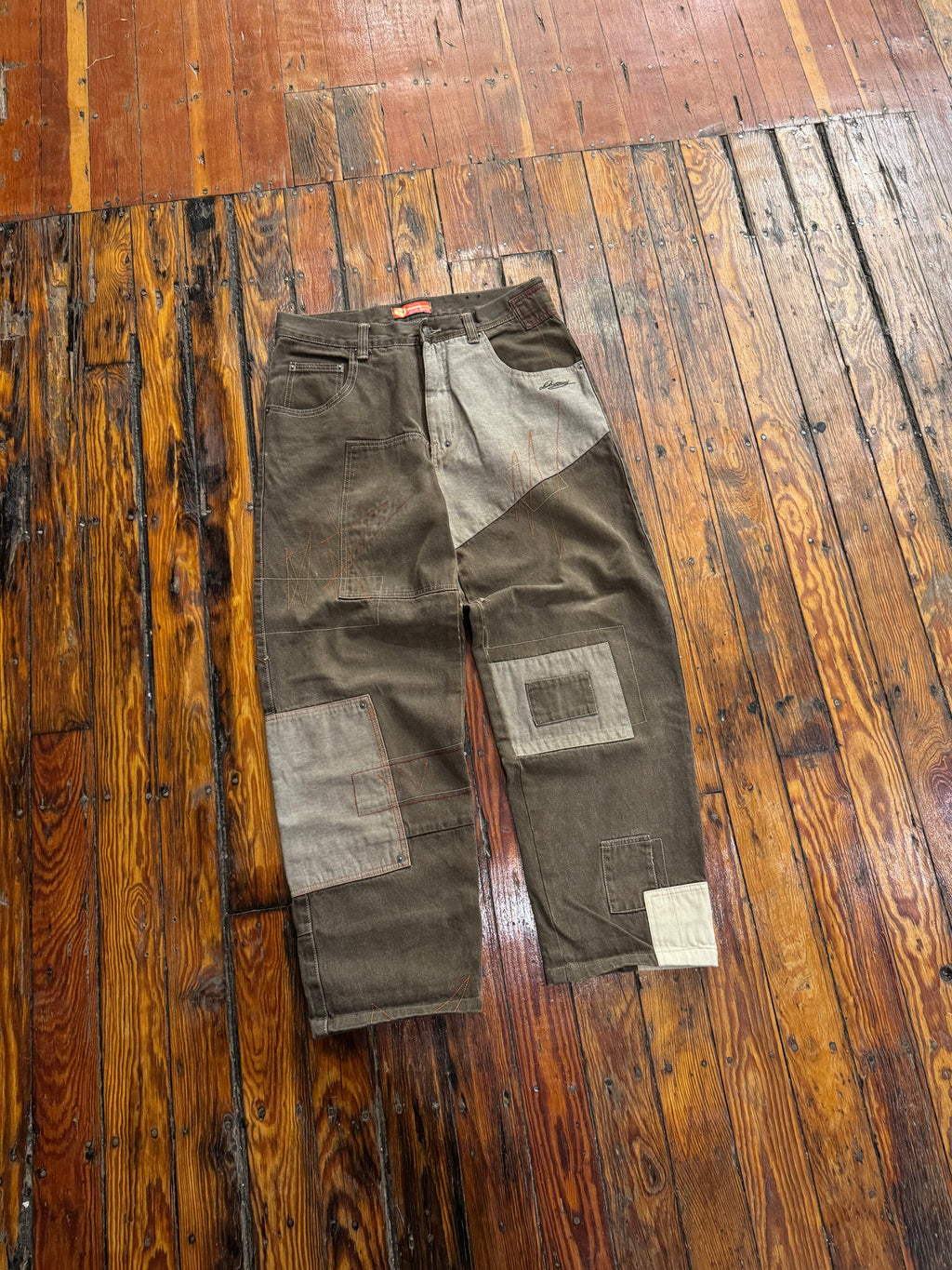 Y2K Davoucci Denim Patch Work Jeans Sz 34x33