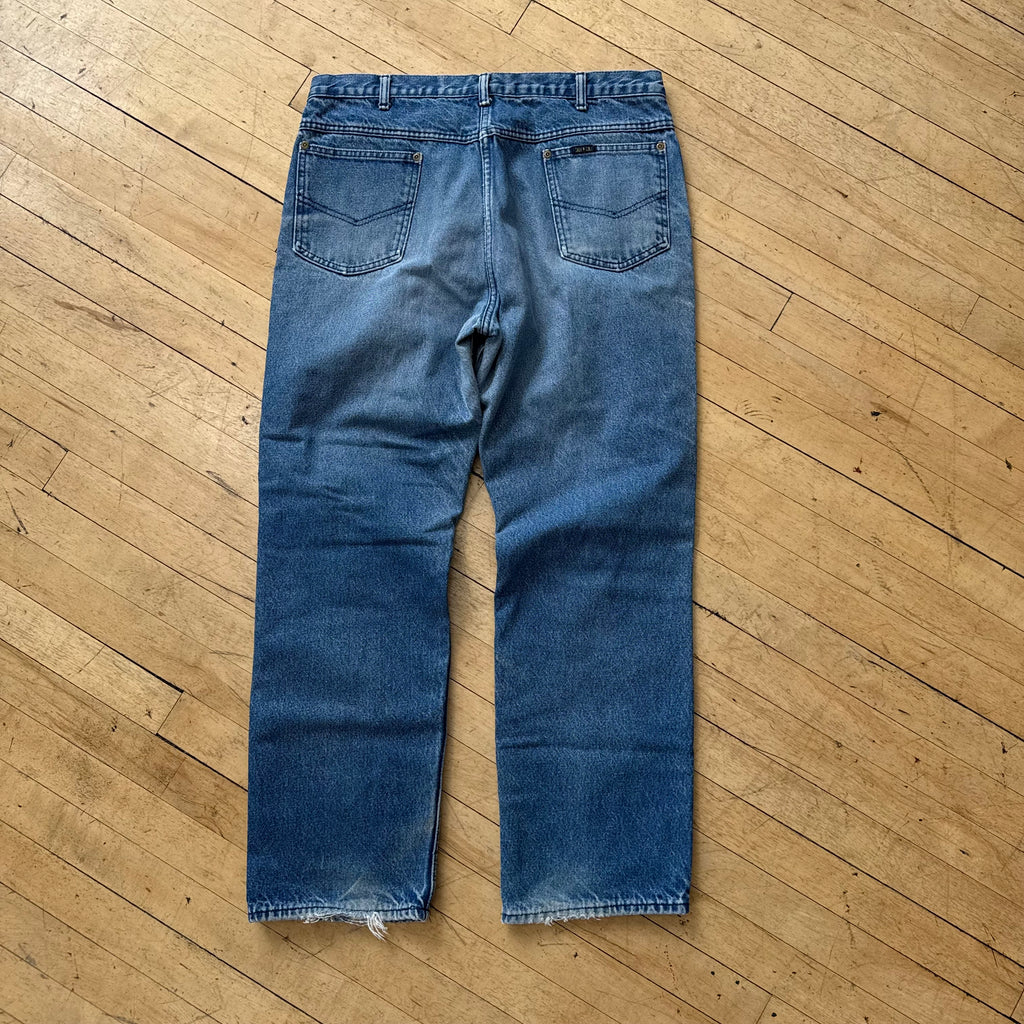 Vintage Faded Plaid Lined OshKosh Denim Jeans Sz 38x32