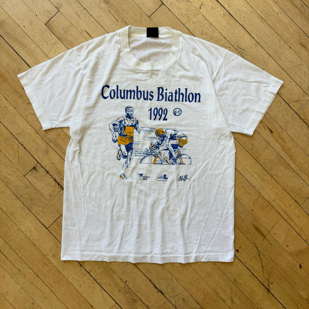 Vintage Columbus Biathlon T-shirt Sz L