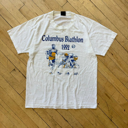 Vintage Columbus Biathlon T-shirt Sz L
