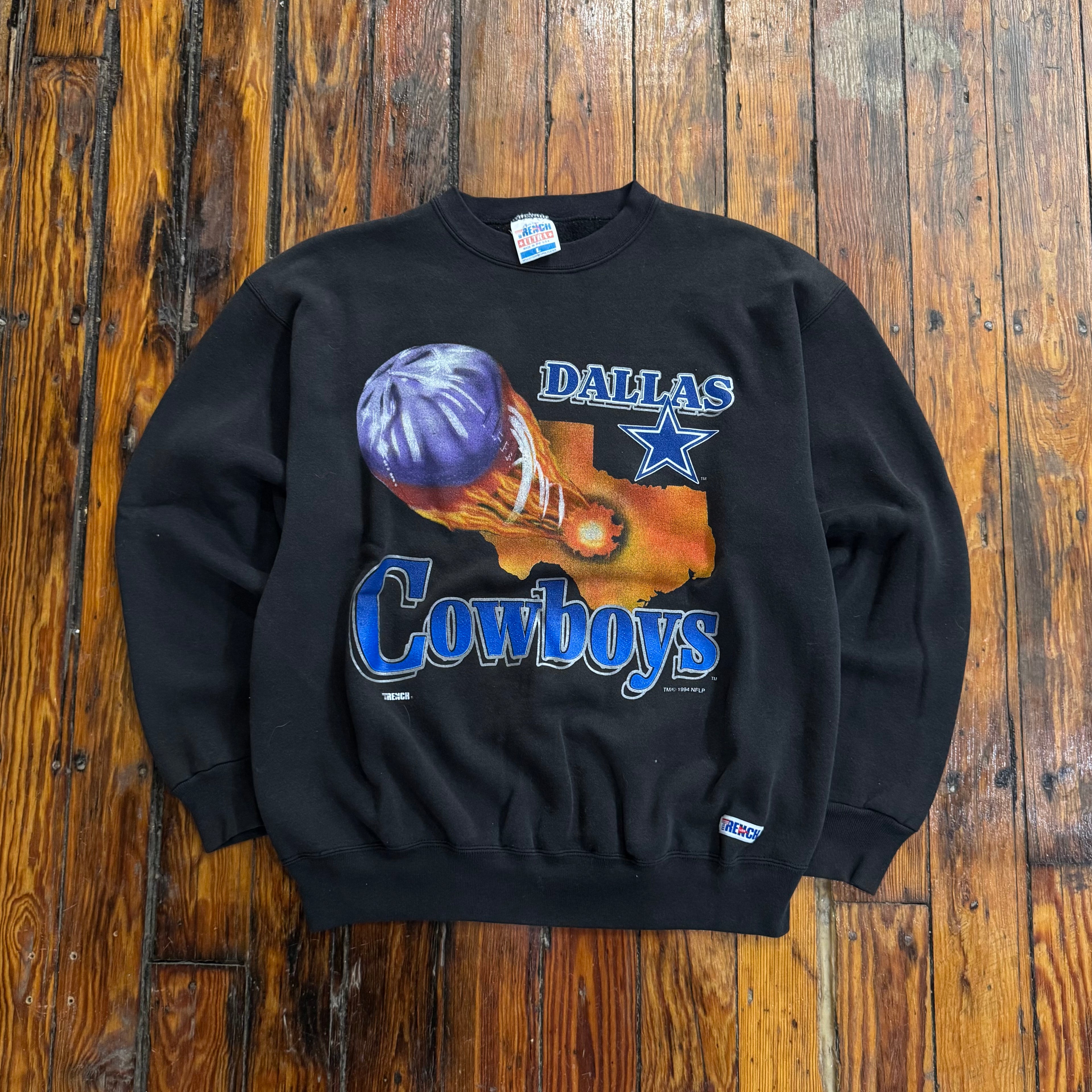Vintage Dallas Cowboys Flame Trench Crewneck Sz L