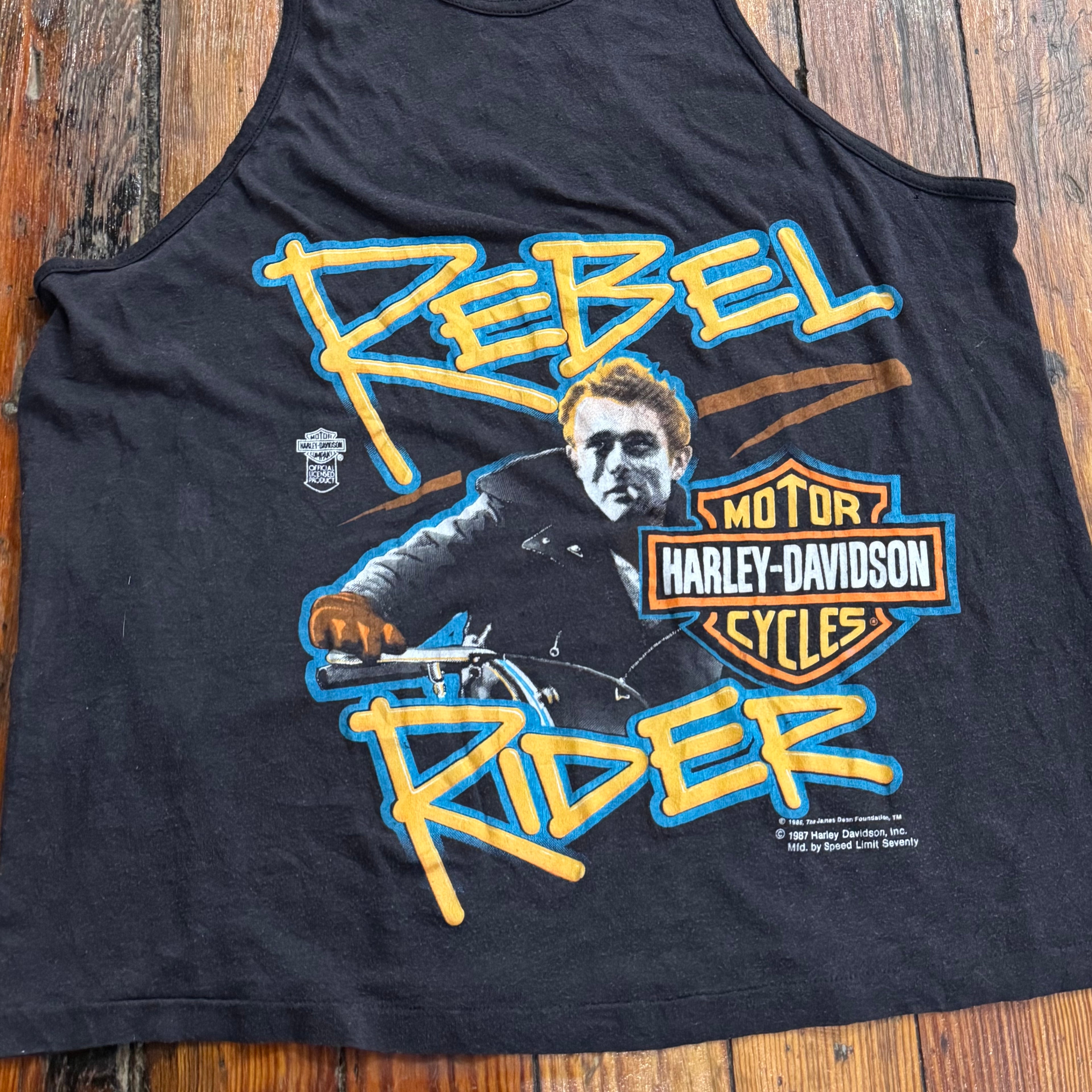 Vintage James Dean Rebel Rider Harley Davidson TankTop Sz L