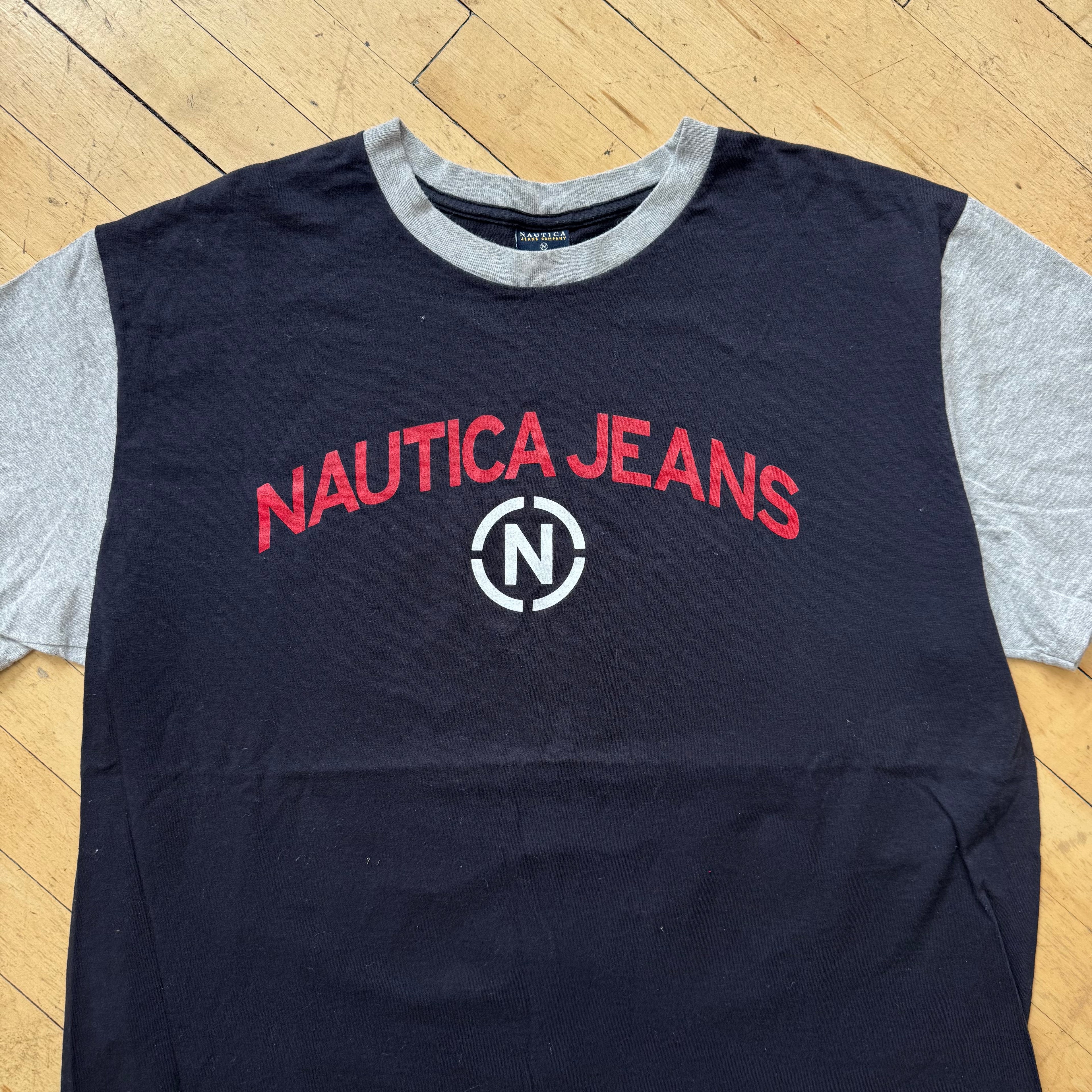 Vintage Nautica Jeans SpellOut T-shirt Sz L