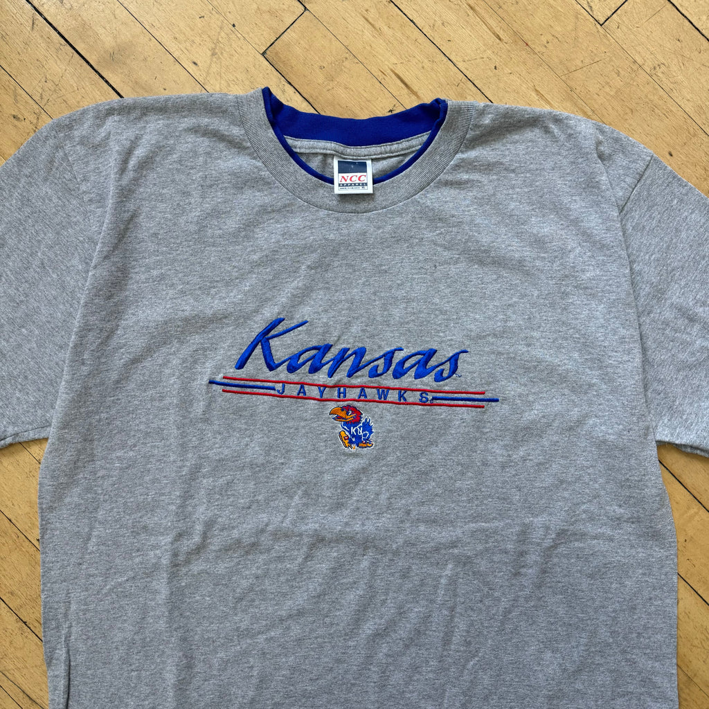 Vintage Kansas Jayhawks SpellOut T-shirt Sz XL