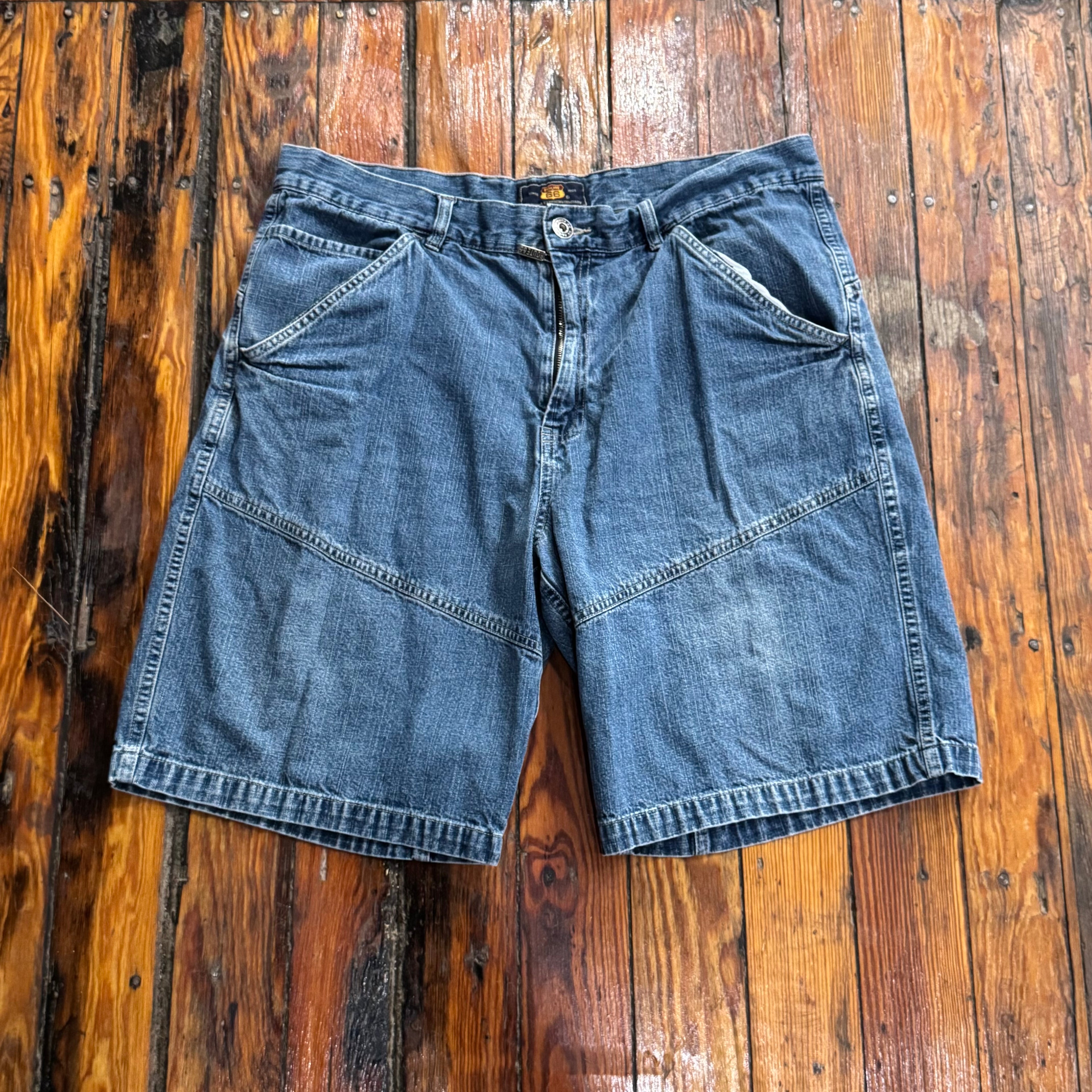 Y2K Route 66 Denim Jean Shorts Sz 38