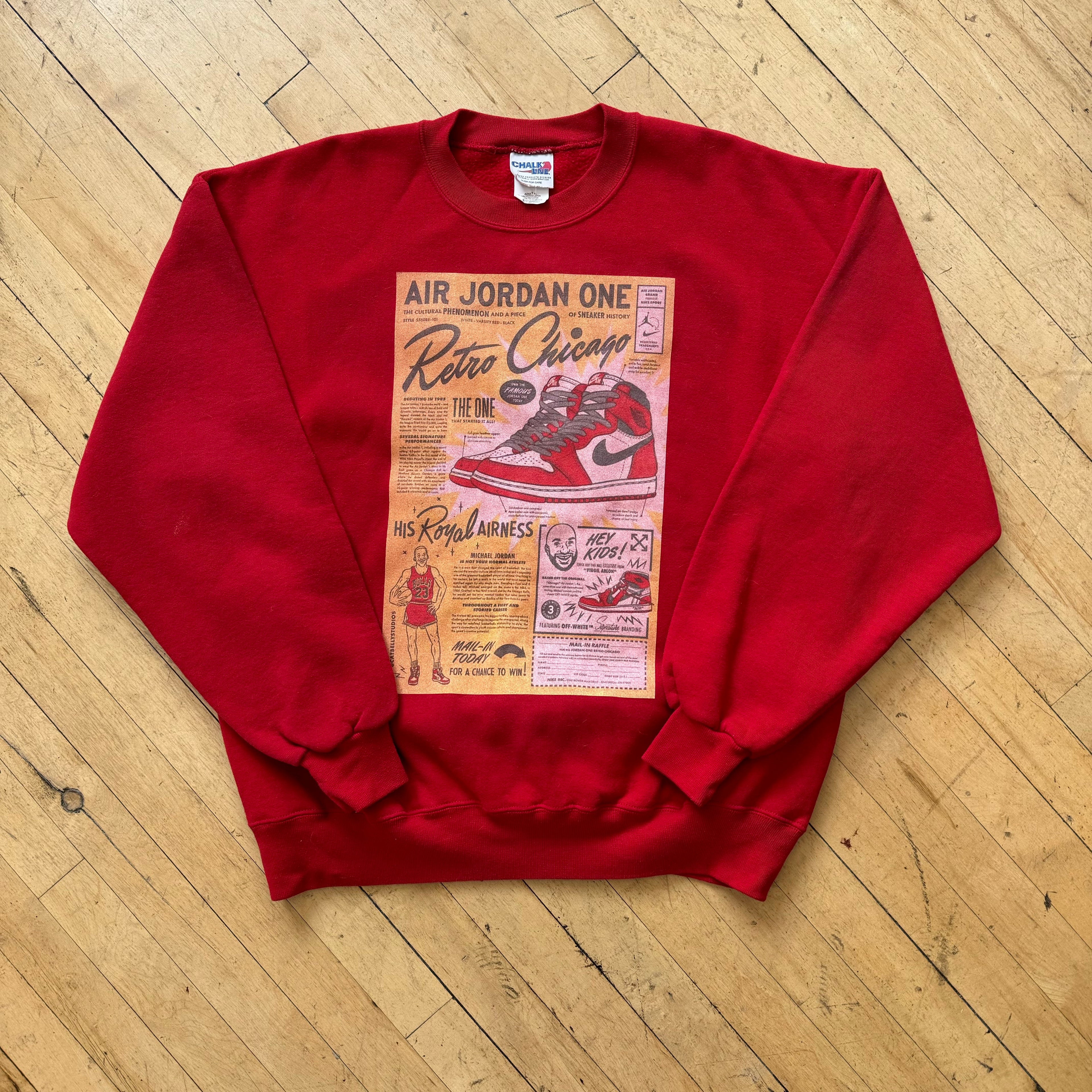 Vintage Custom Jordan 1 x OW CrewNeck Sz XL