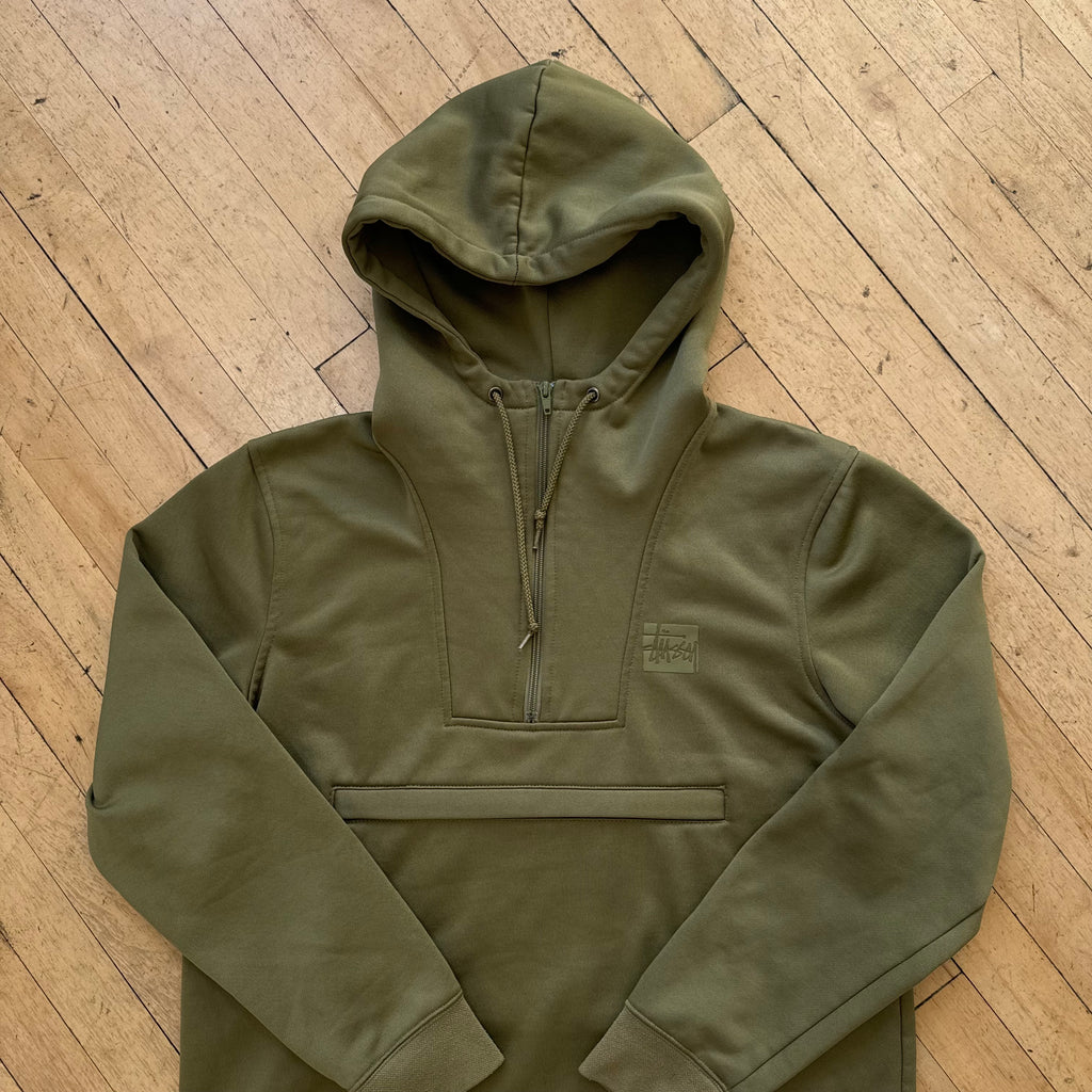 Stussy Quarter Zip Olive Hoodie Sz M