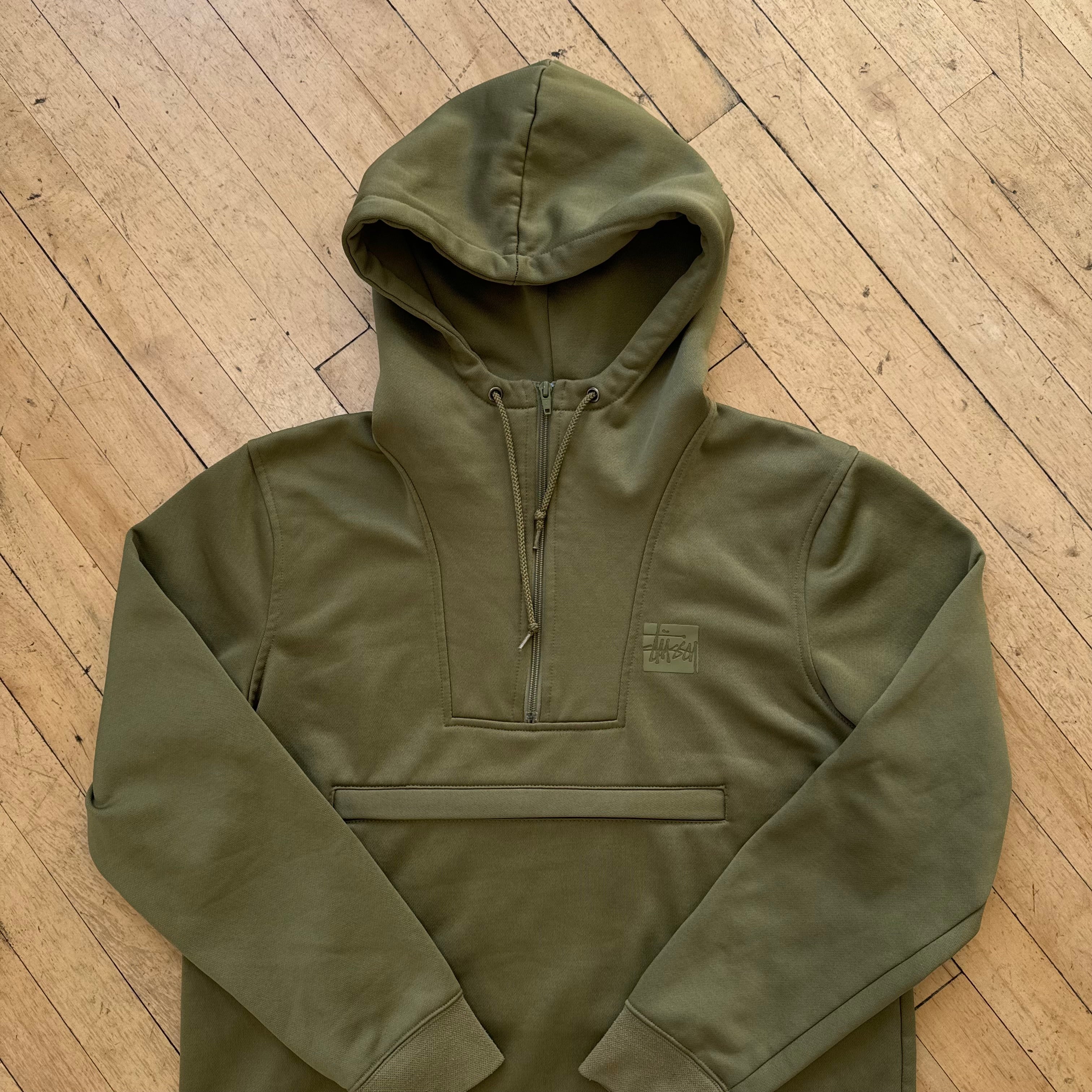 Stussy Quarter Zip Olive Hoodie Sz M