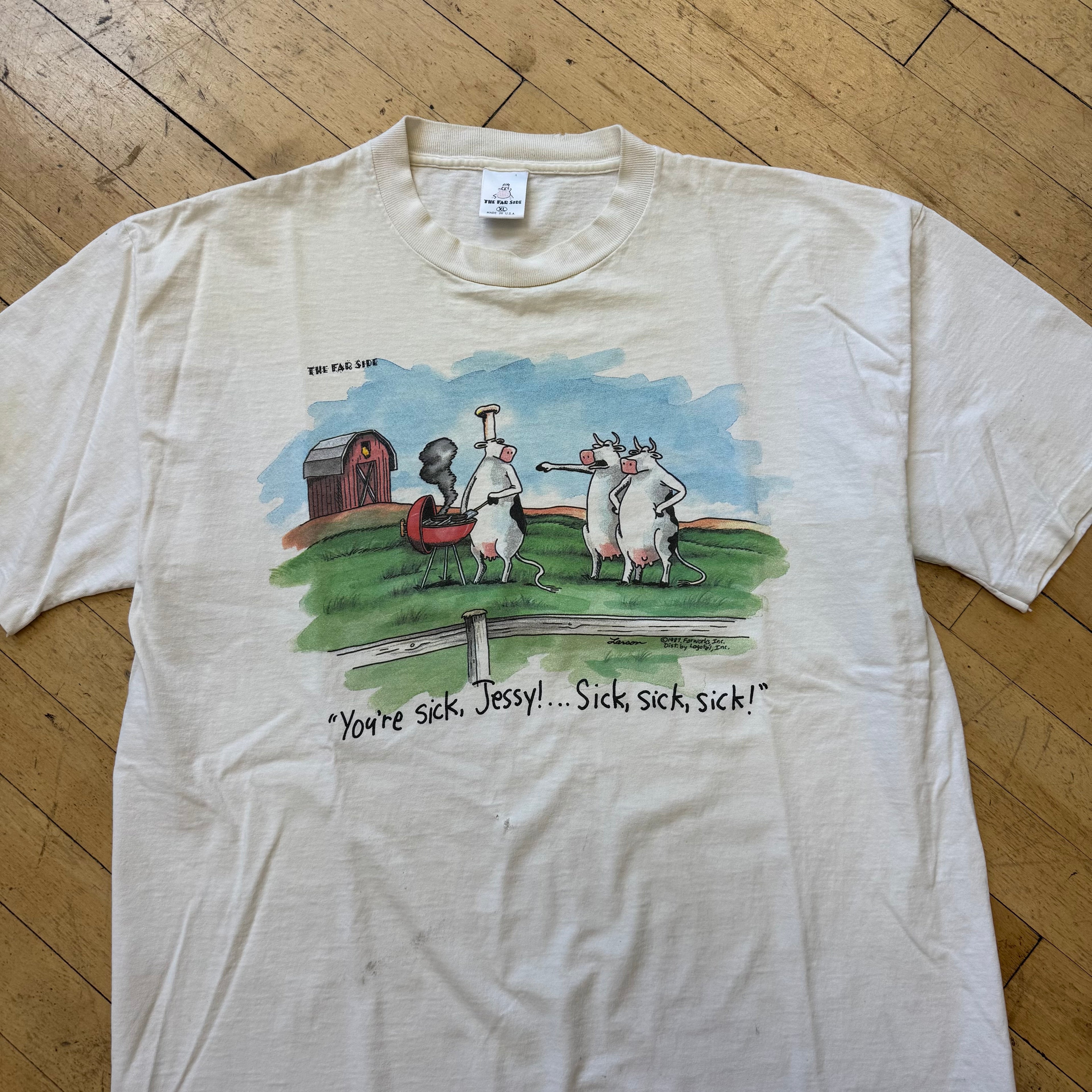 Vintage Far Side Cow T-shirt Sz XL