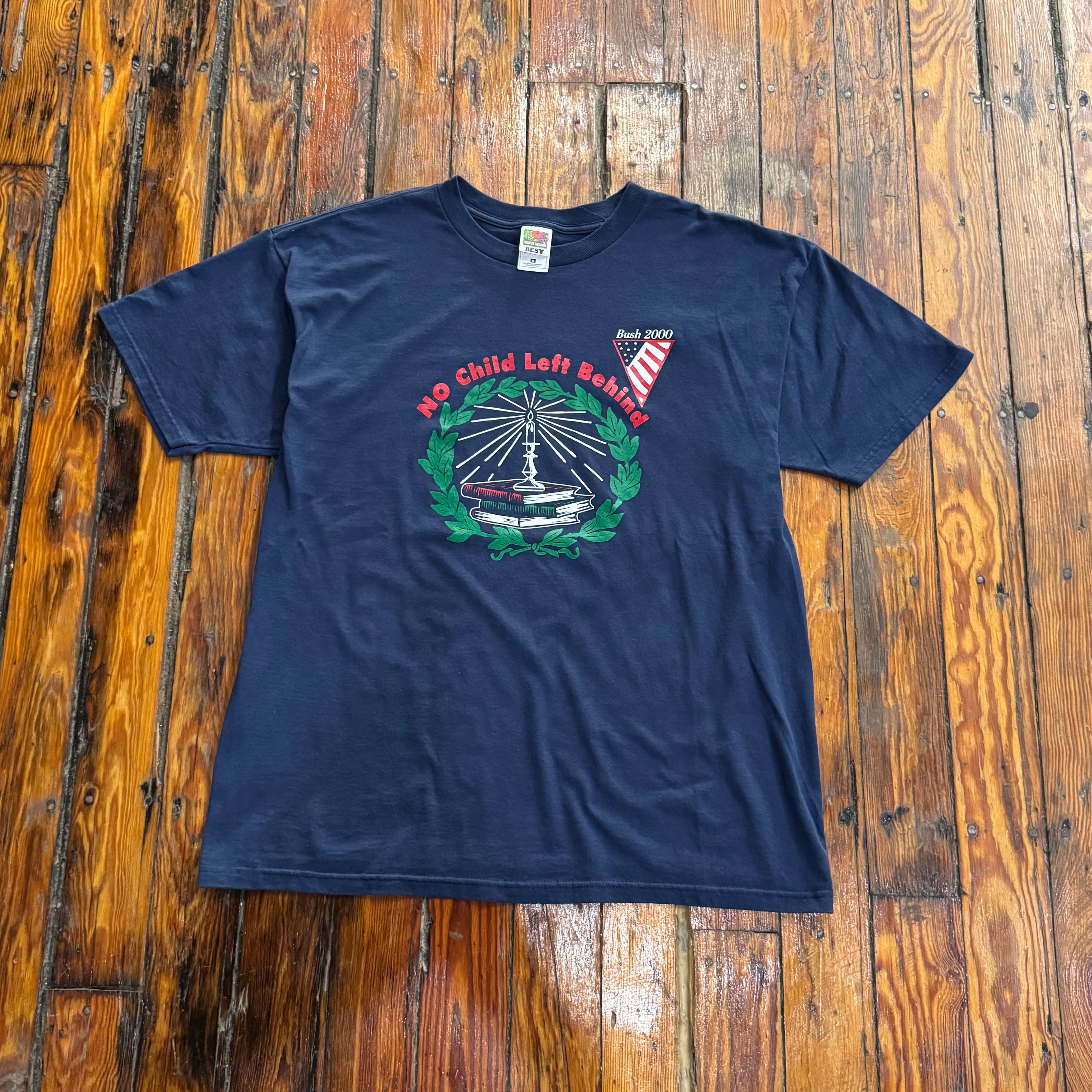 Vintage No Kids Left Behind Busch T-shirt Sz L
