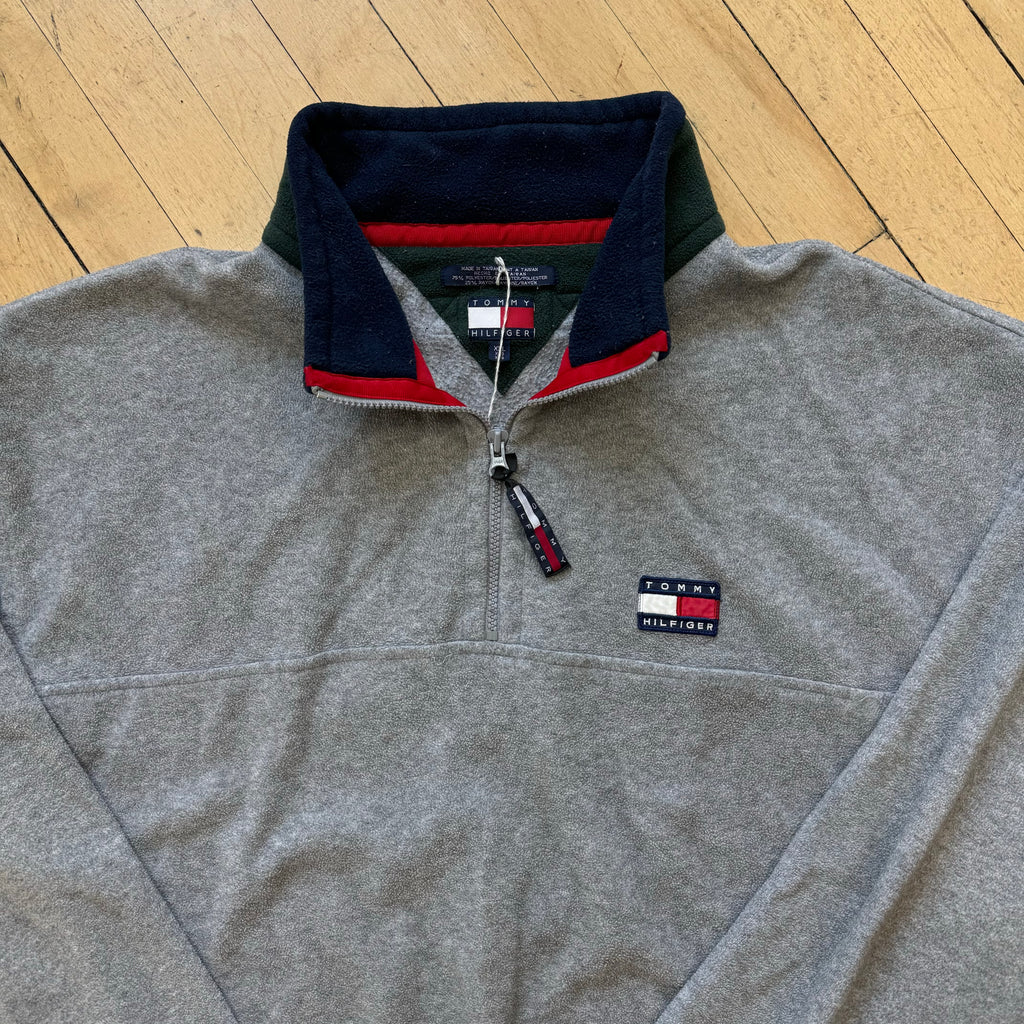 Vintage Tommy Hilfiger Quarter Zip Fleece Jacket Sz XXL