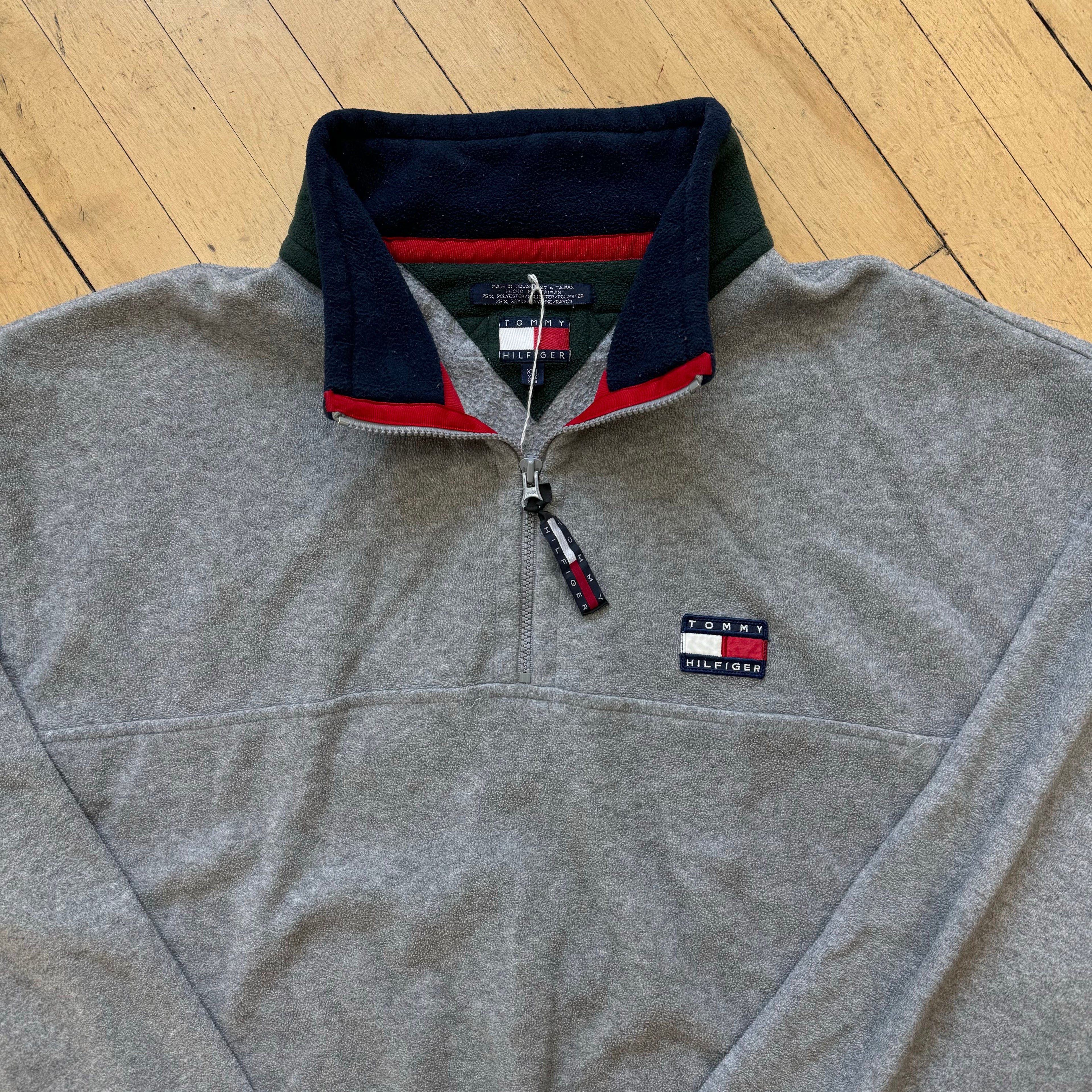 Vintage Tommy Hilfiger Quarter Zip Fleece Jacket Sz XXL