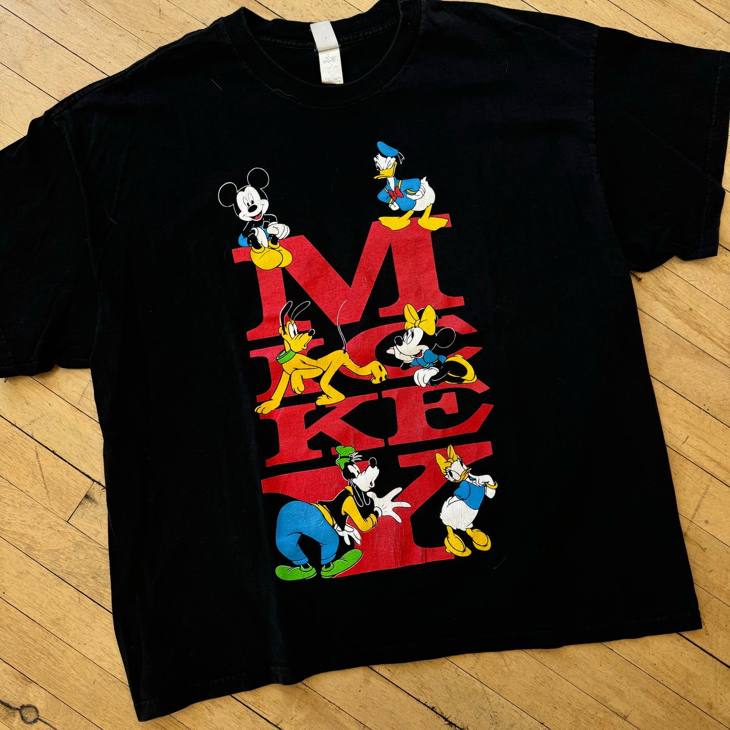 Vintage Mickey Mouse SpellOut T-shirt Sz XXL