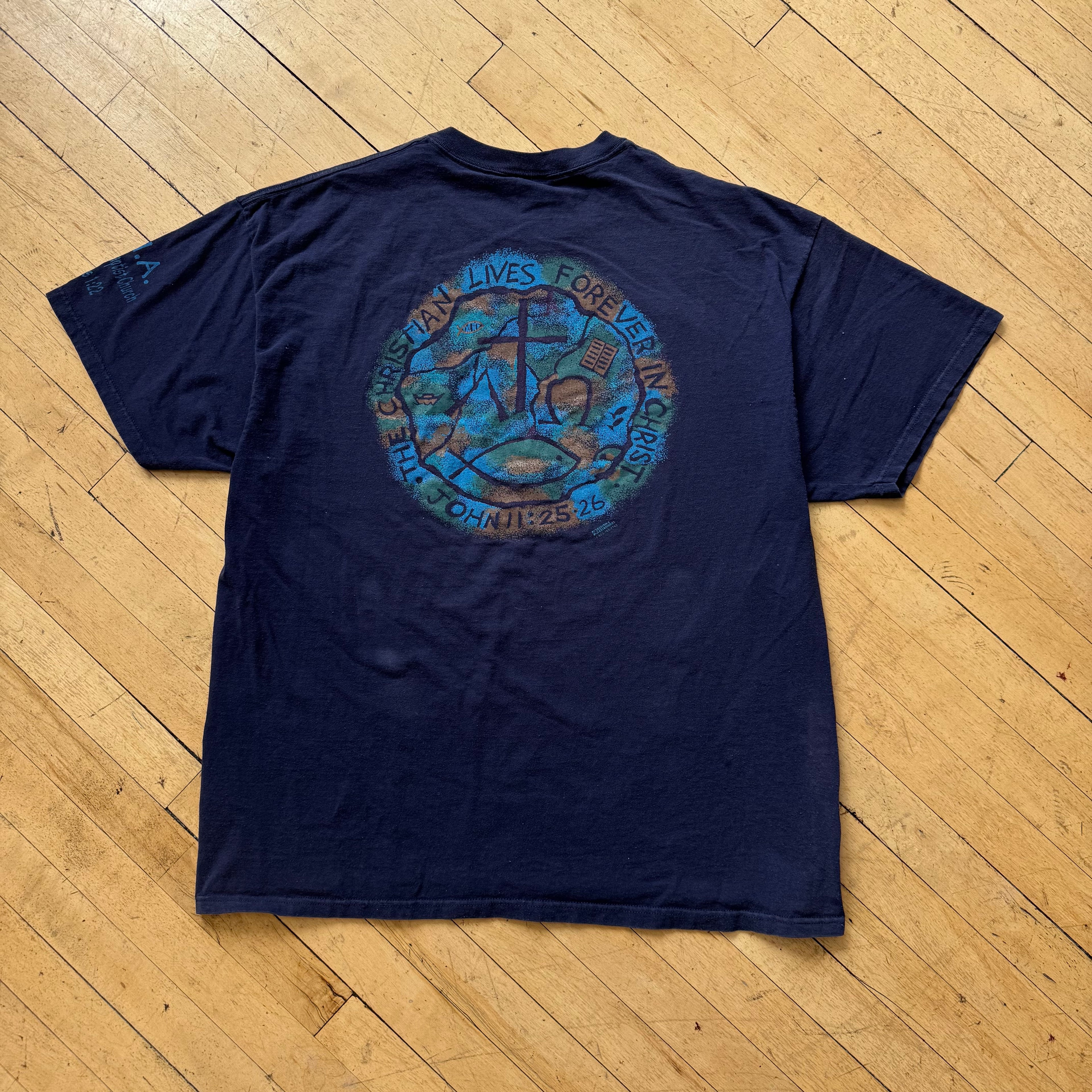 Vintage John 11:25:26 Jesus T-shirt Sz XL