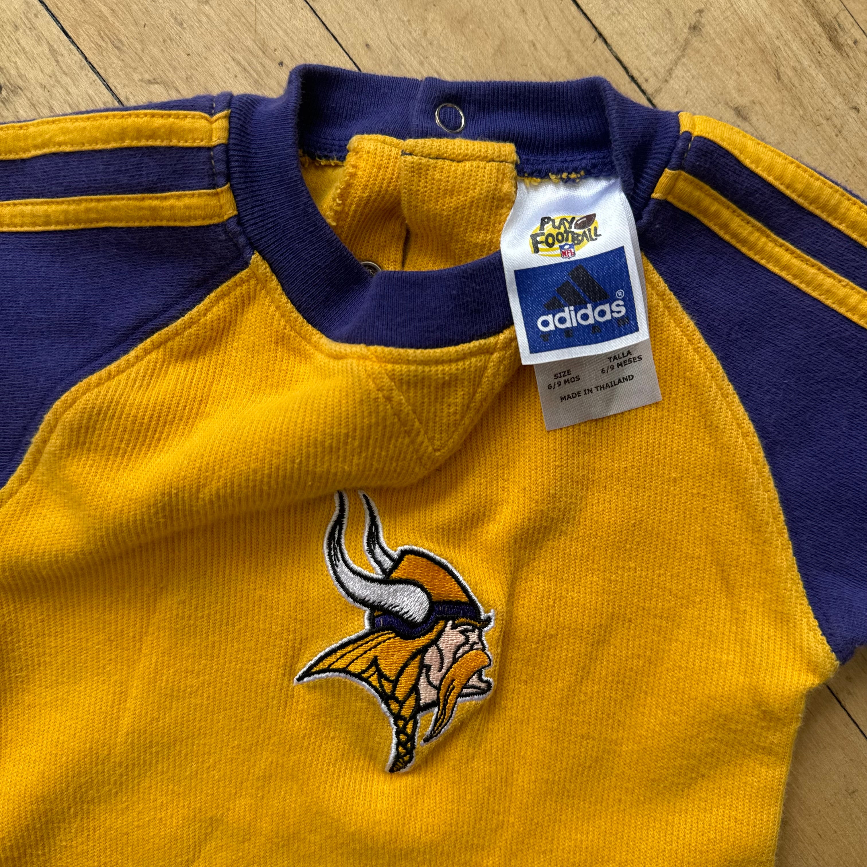 Vintage Adidas Vikings Onesie Sz 6-9 MTHS