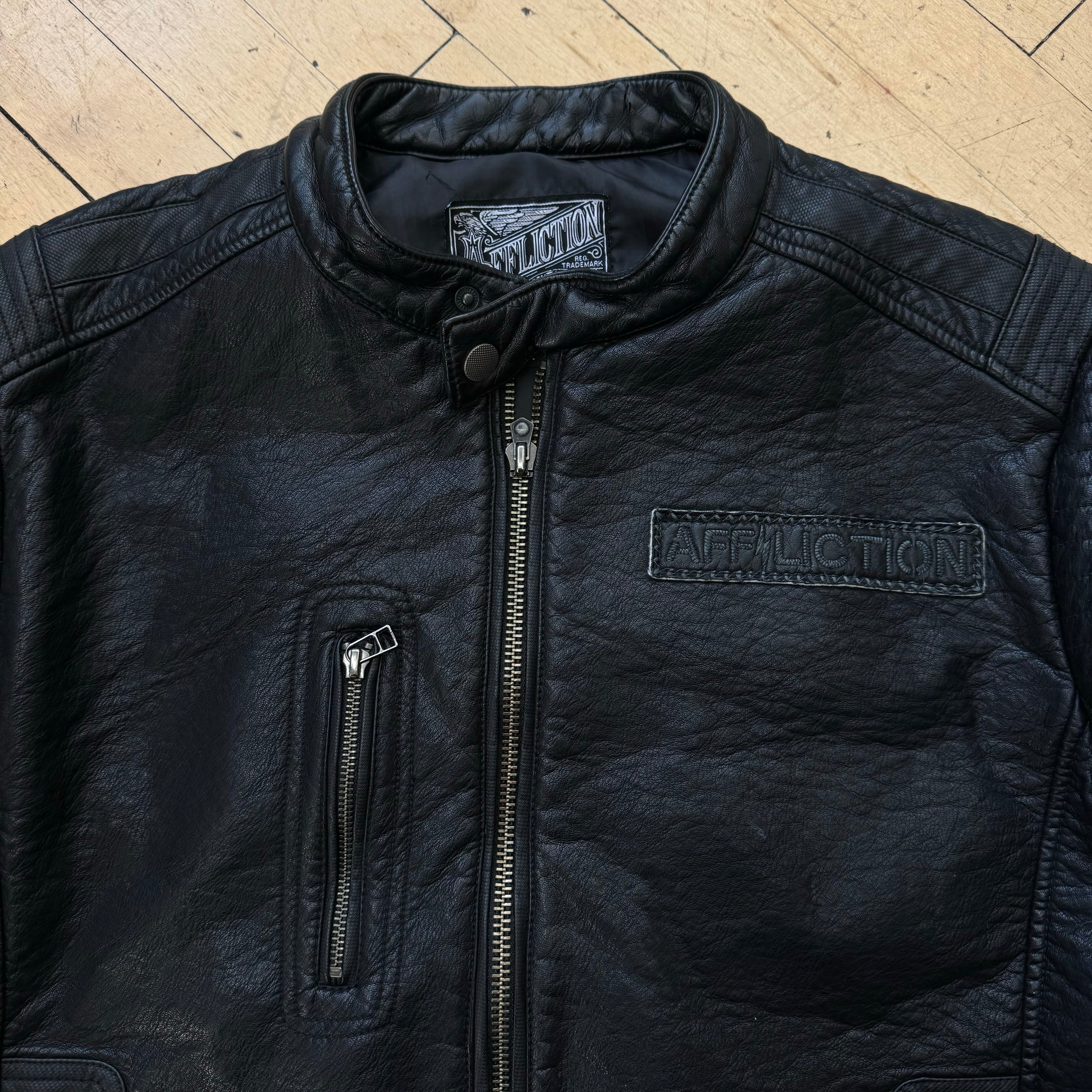 Y2K Affliction Leather Jacket Sz L