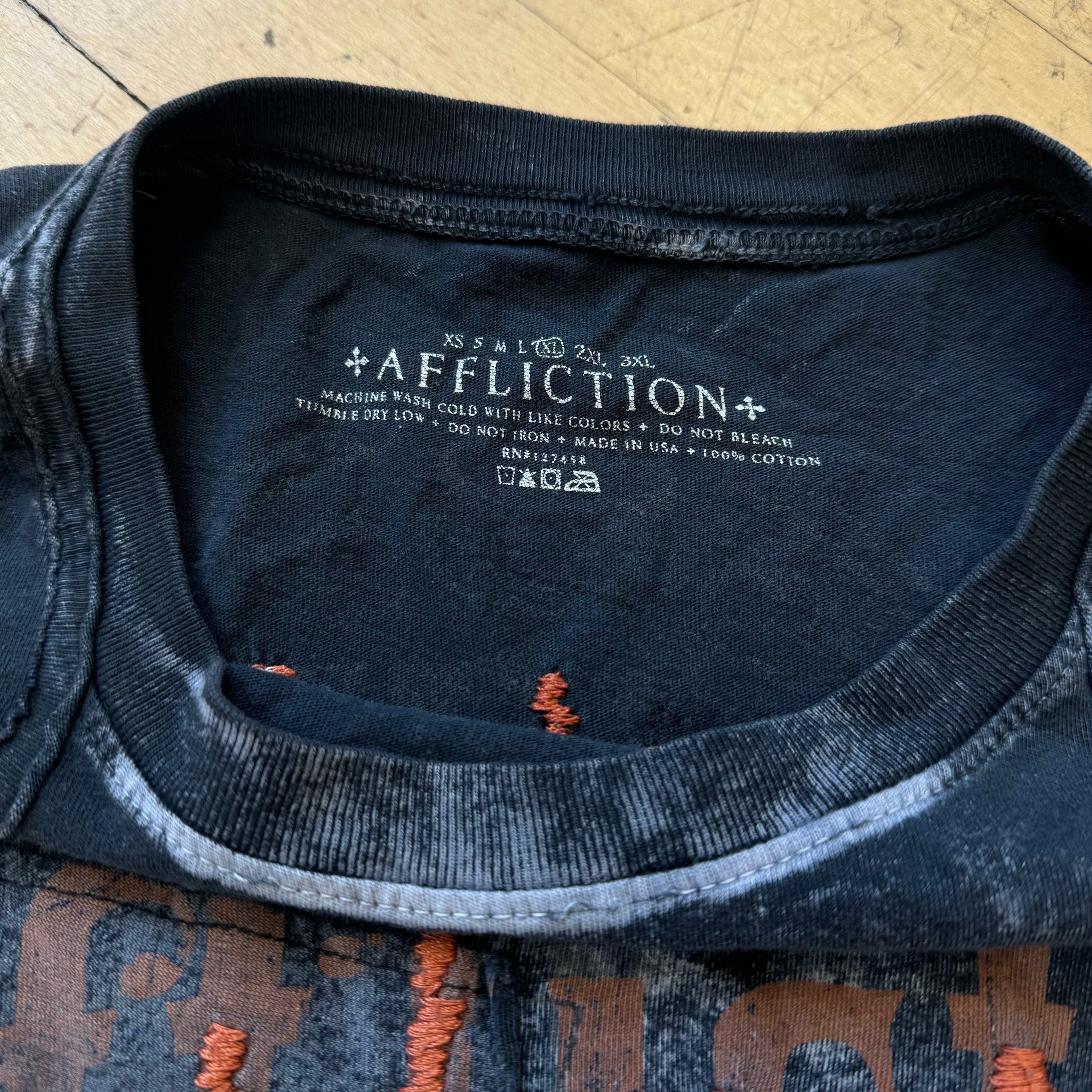 Y2K Affliction Indian Skull T-shirt Sz L