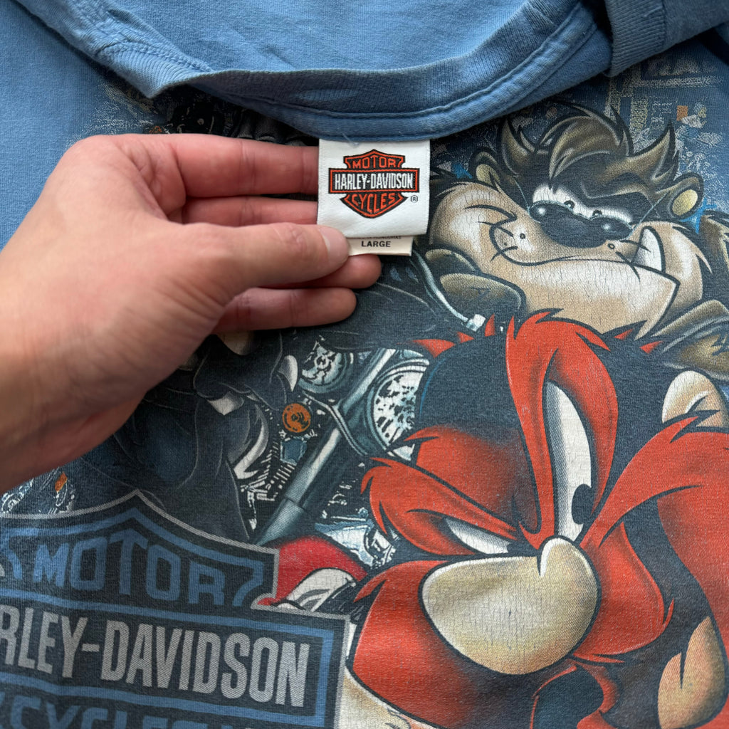 Vintage Looney Tunes Harley Davidson T-shirt Sz L