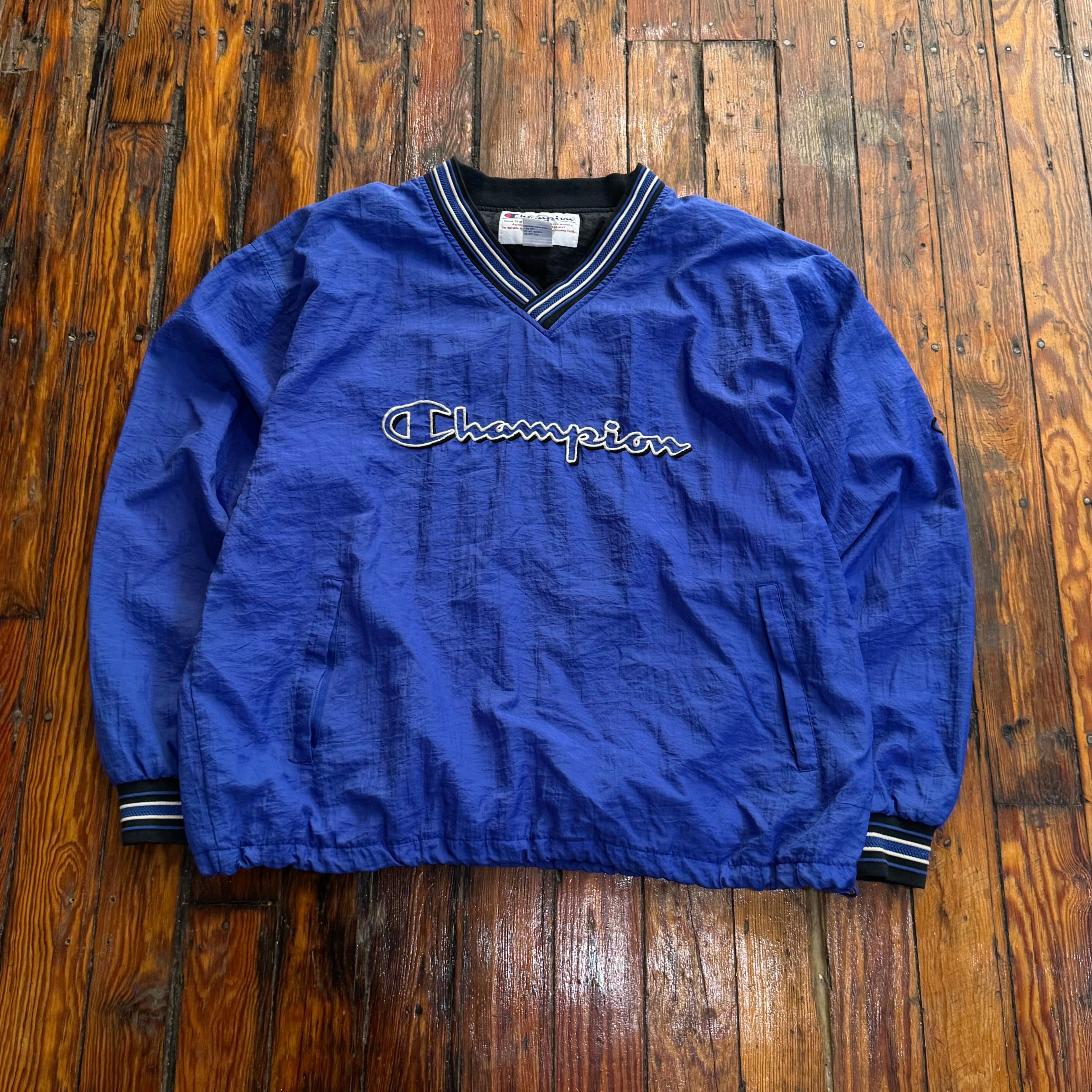 Vintage Champion SpellOut Pullover Jacket Sz XL