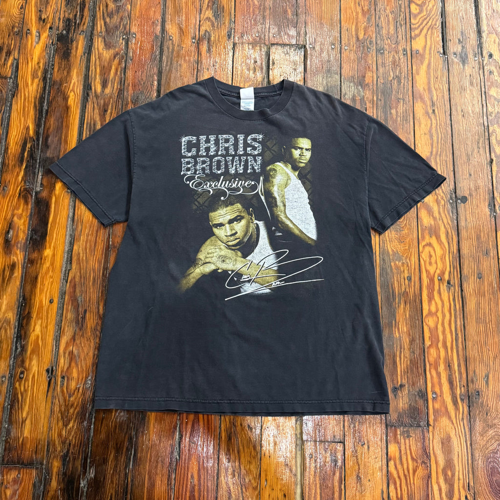 Y2K Faded Chris Brown Tour T-shirt Sz XL