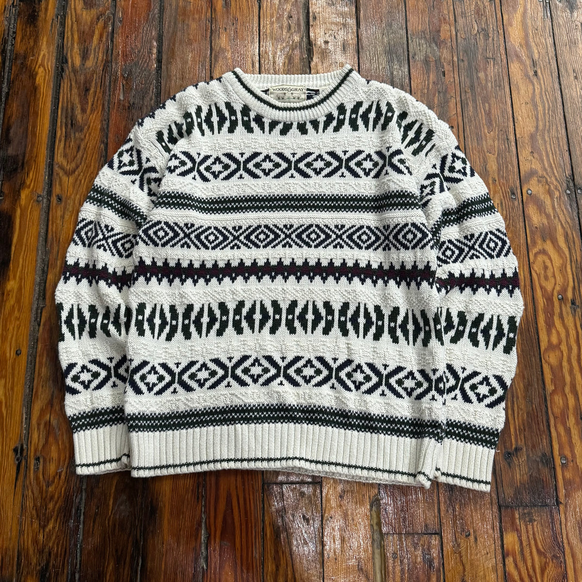 Vintage Woods Gray Knit Sweater Sz L