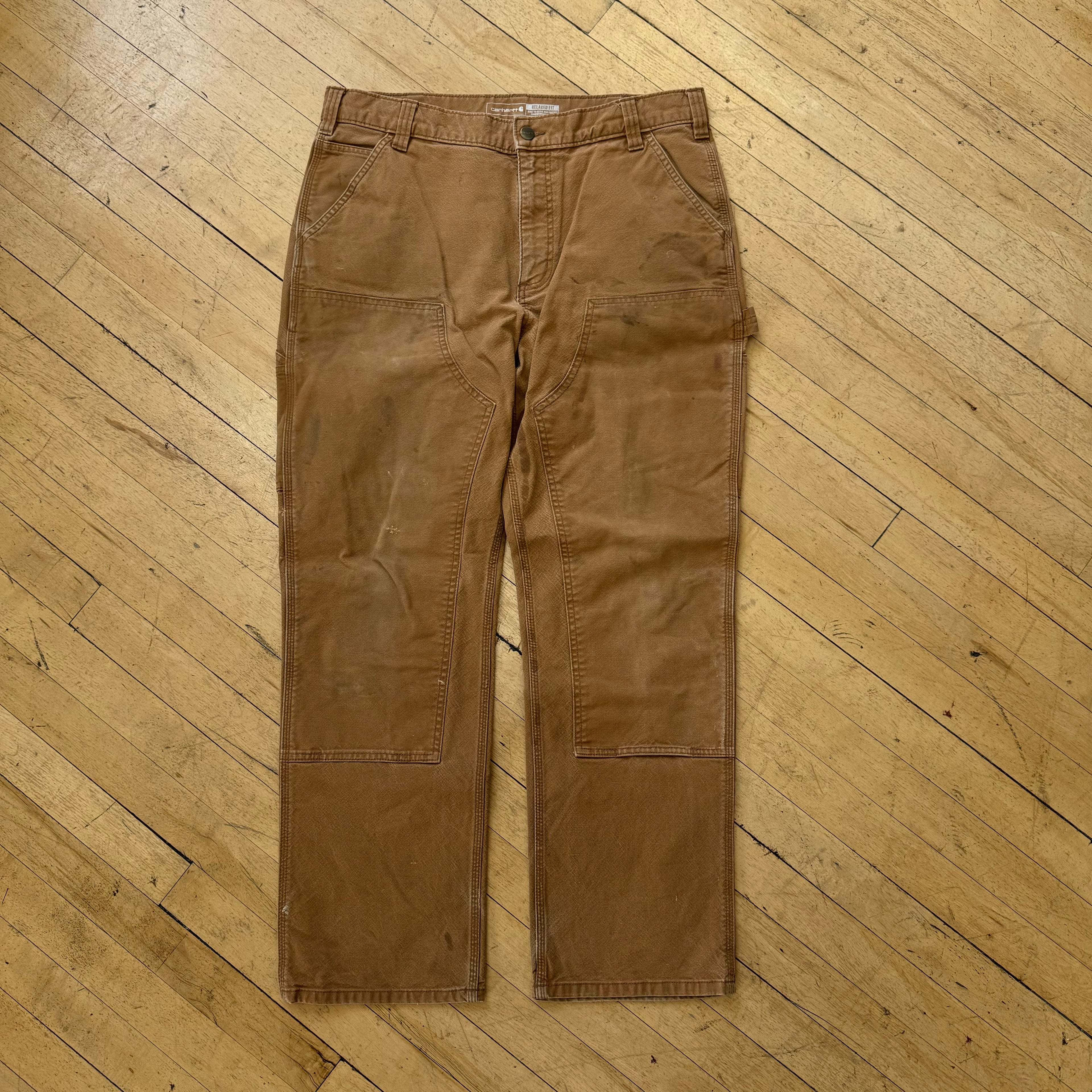 2000s Carhartt Khaki Double Knee denim Jeans Sz 34x34