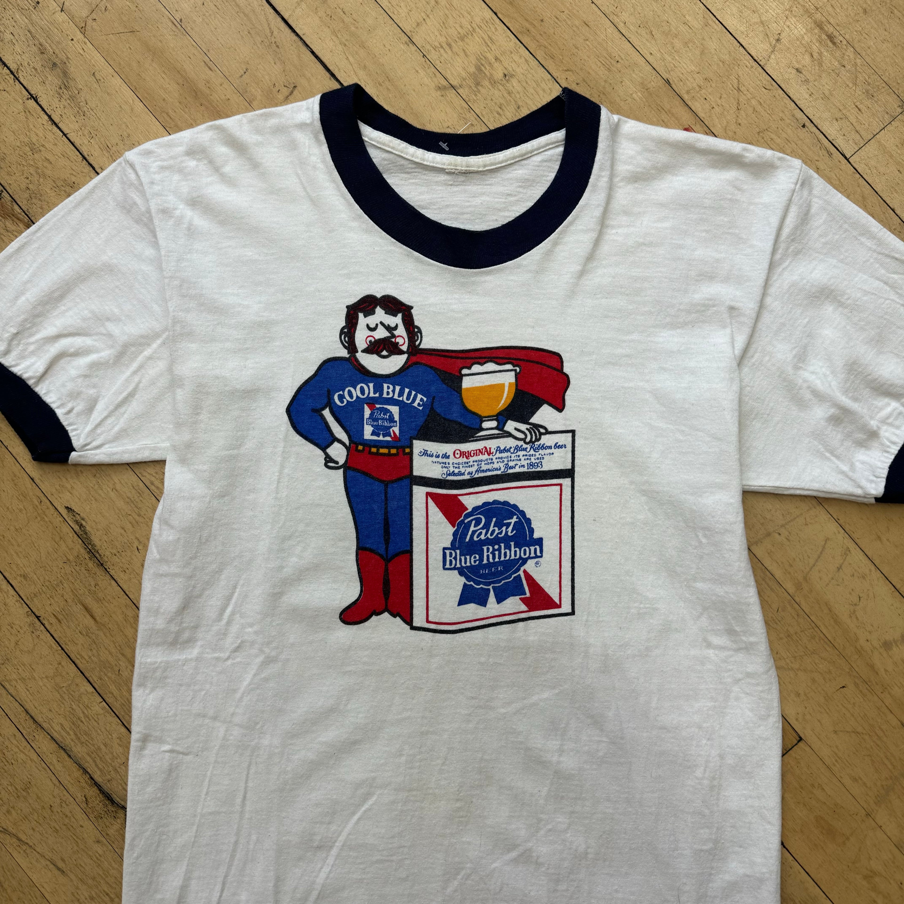 Vintage Blue Ribbon Beer Ringer T-shirt Sz M