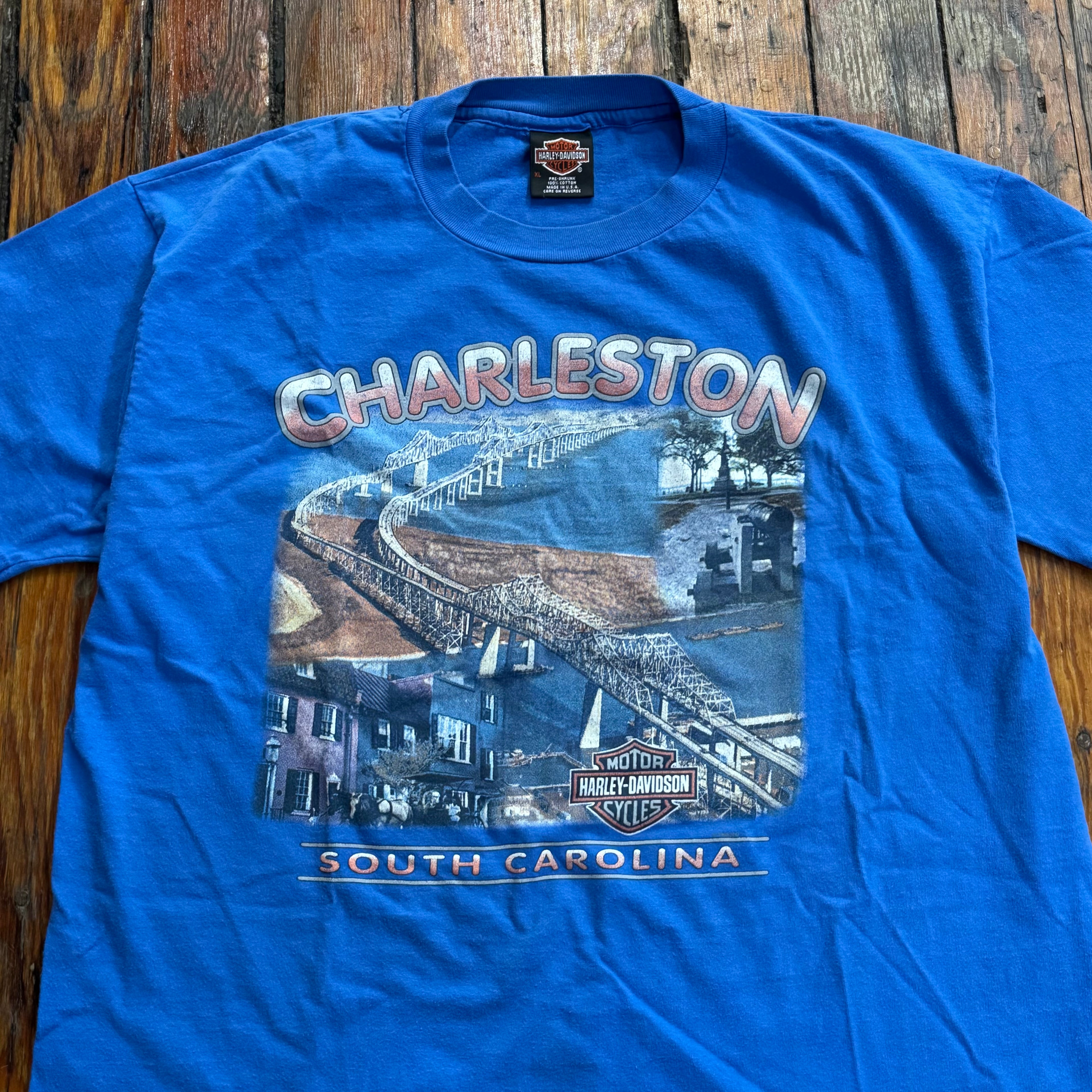 Vintage Charleston NC Harley Davidson T-shirt Sz XL