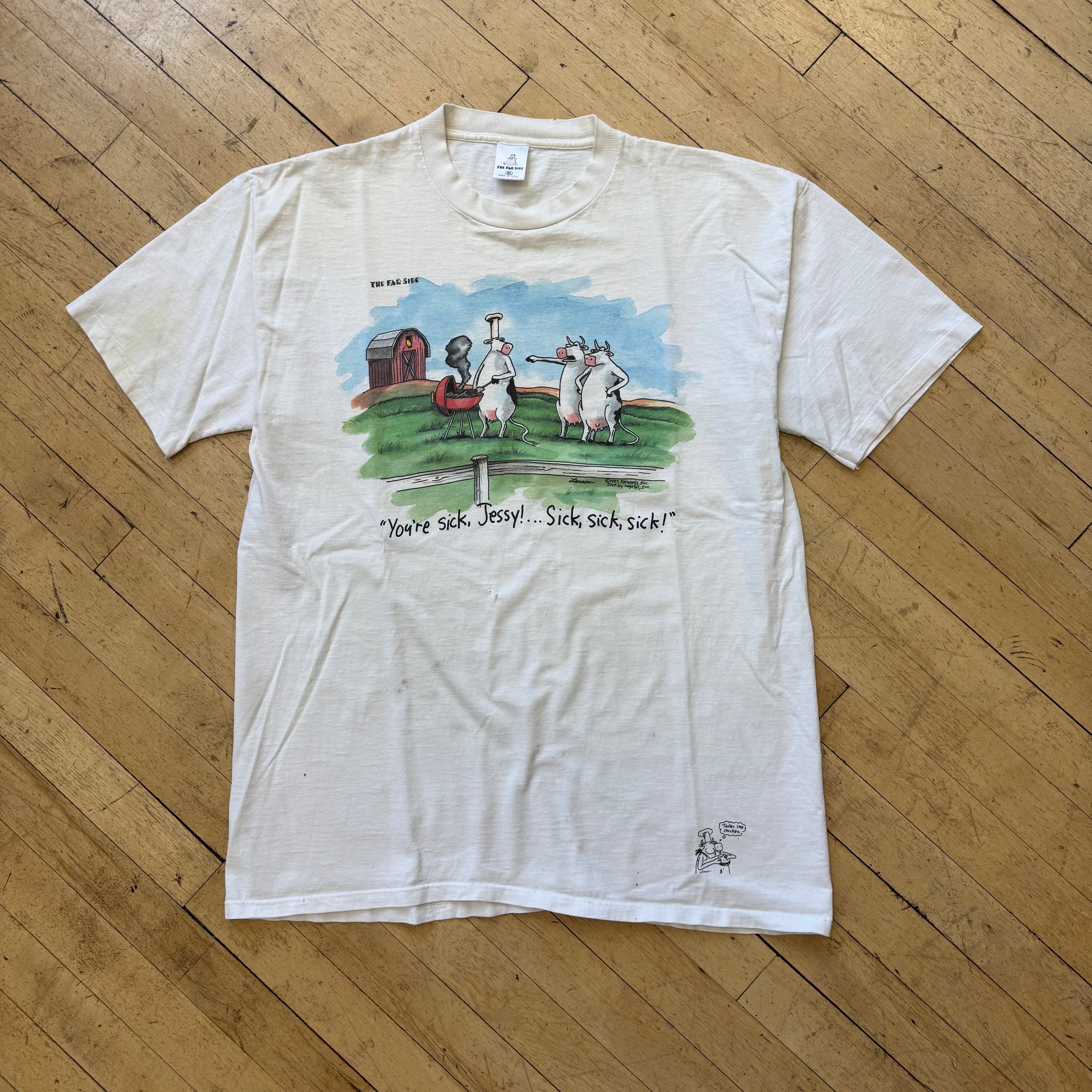 Vintage Far Side Cow T-shirt Sz XL