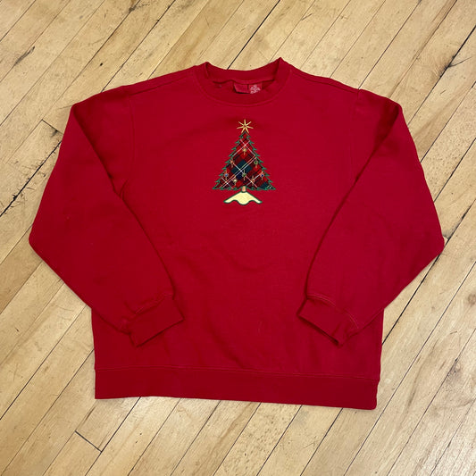 2000a Embroidered Christmas Tree CrewNeck Sz S