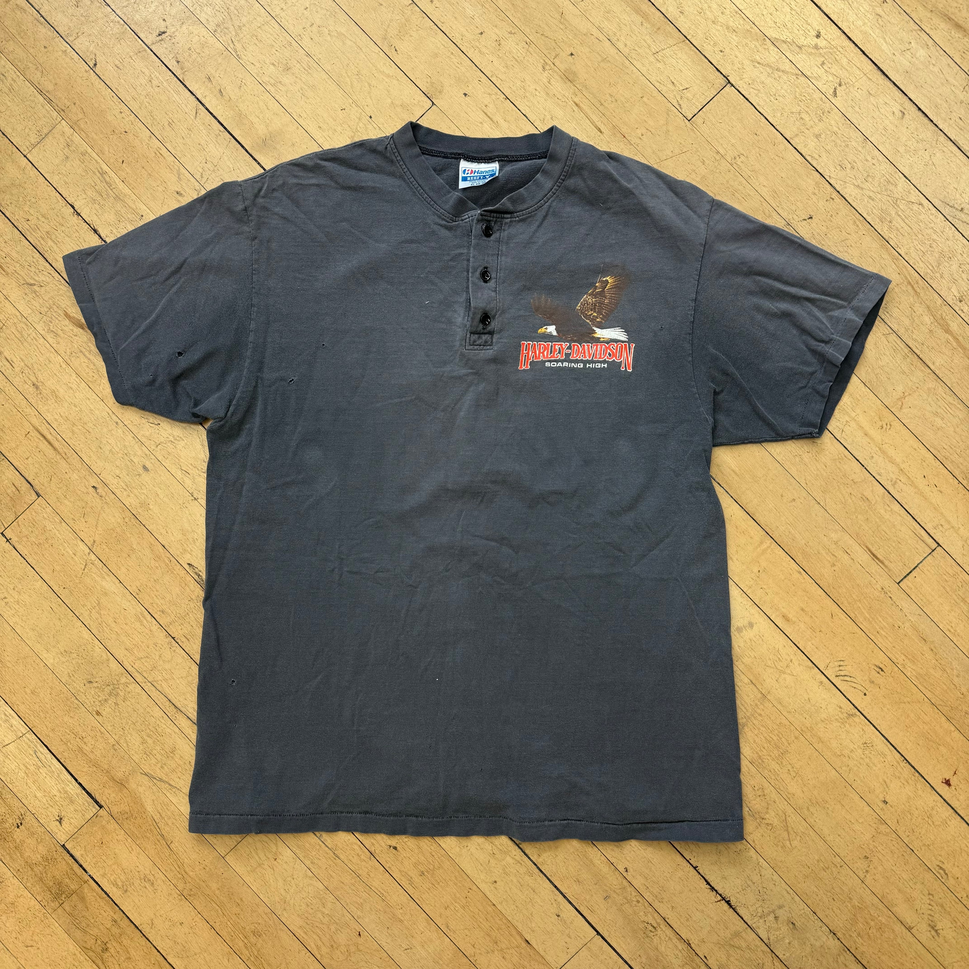 Vintage Faded 3-Button Harley Davidson Sioux Falls T-shirt Sz L