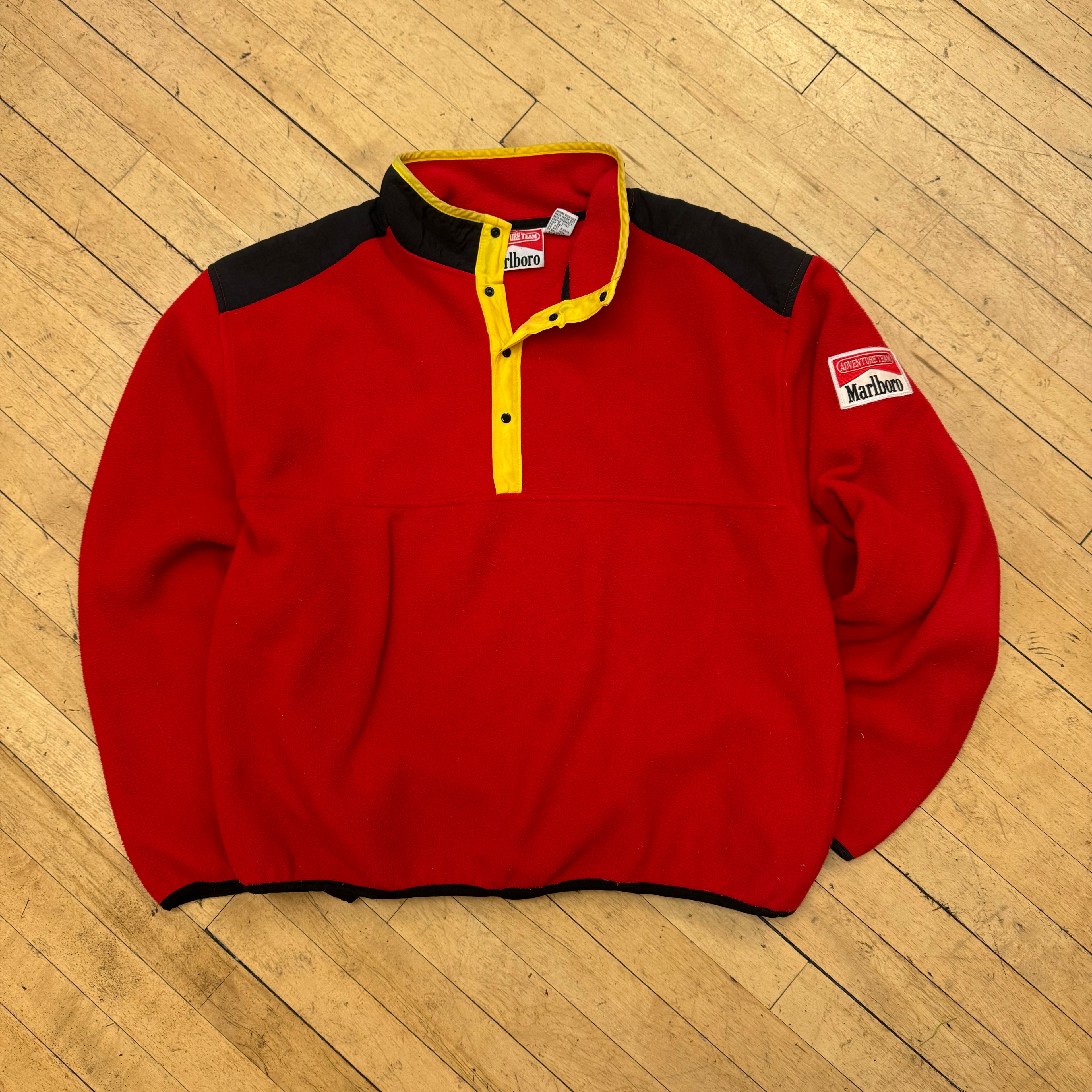 Vintage Marlboro Patch Fleece Pullover Jacket Sz XL