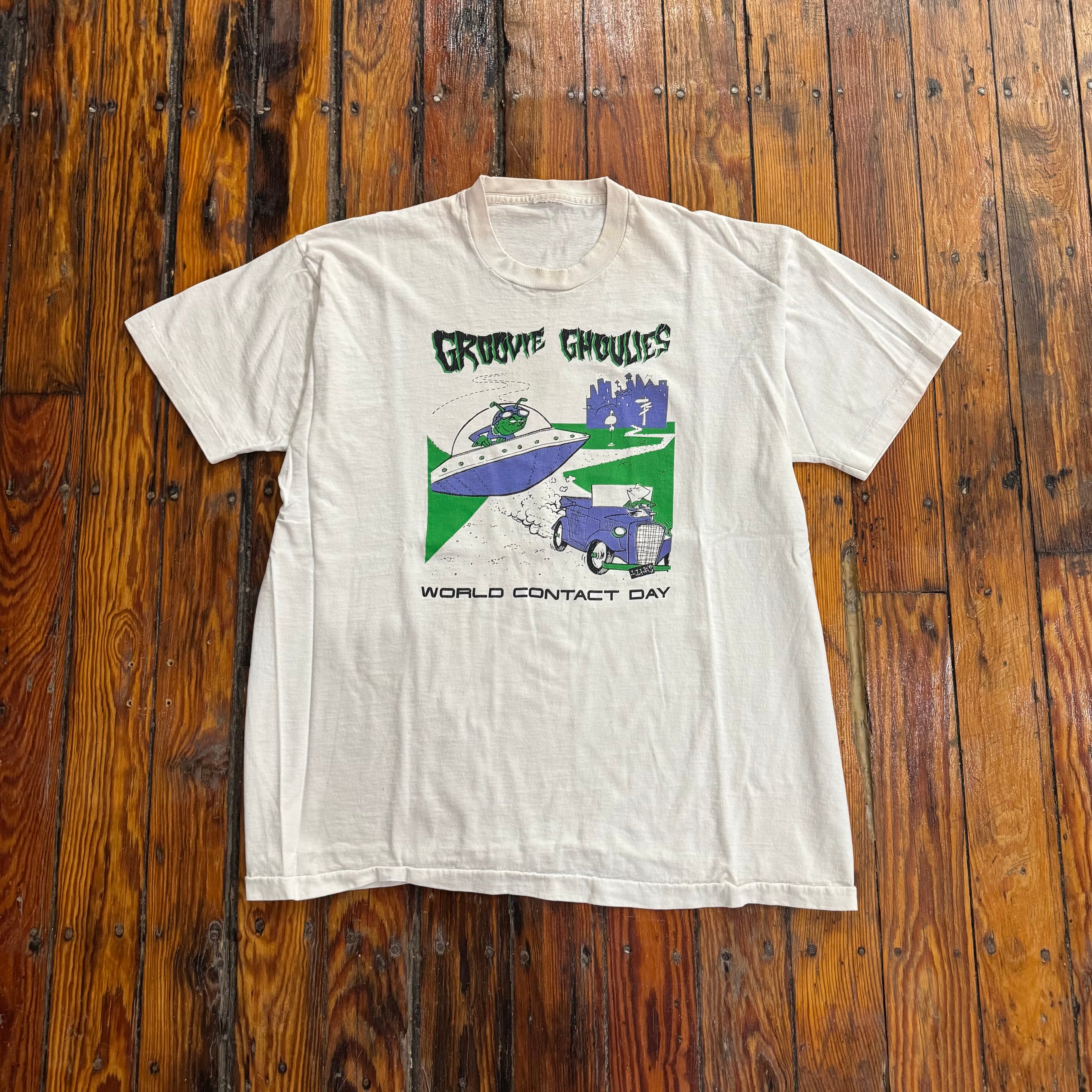 Groovie Ghoulies Lookout Records Alien World Contact Day T-shirt Sz L