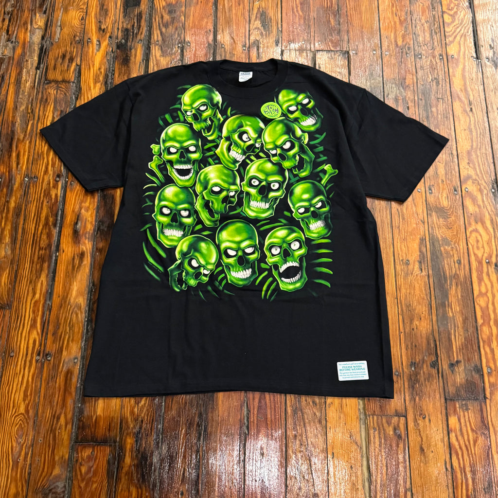 Vintage Liquid Blue Green Skull T-shirt Sz XXL