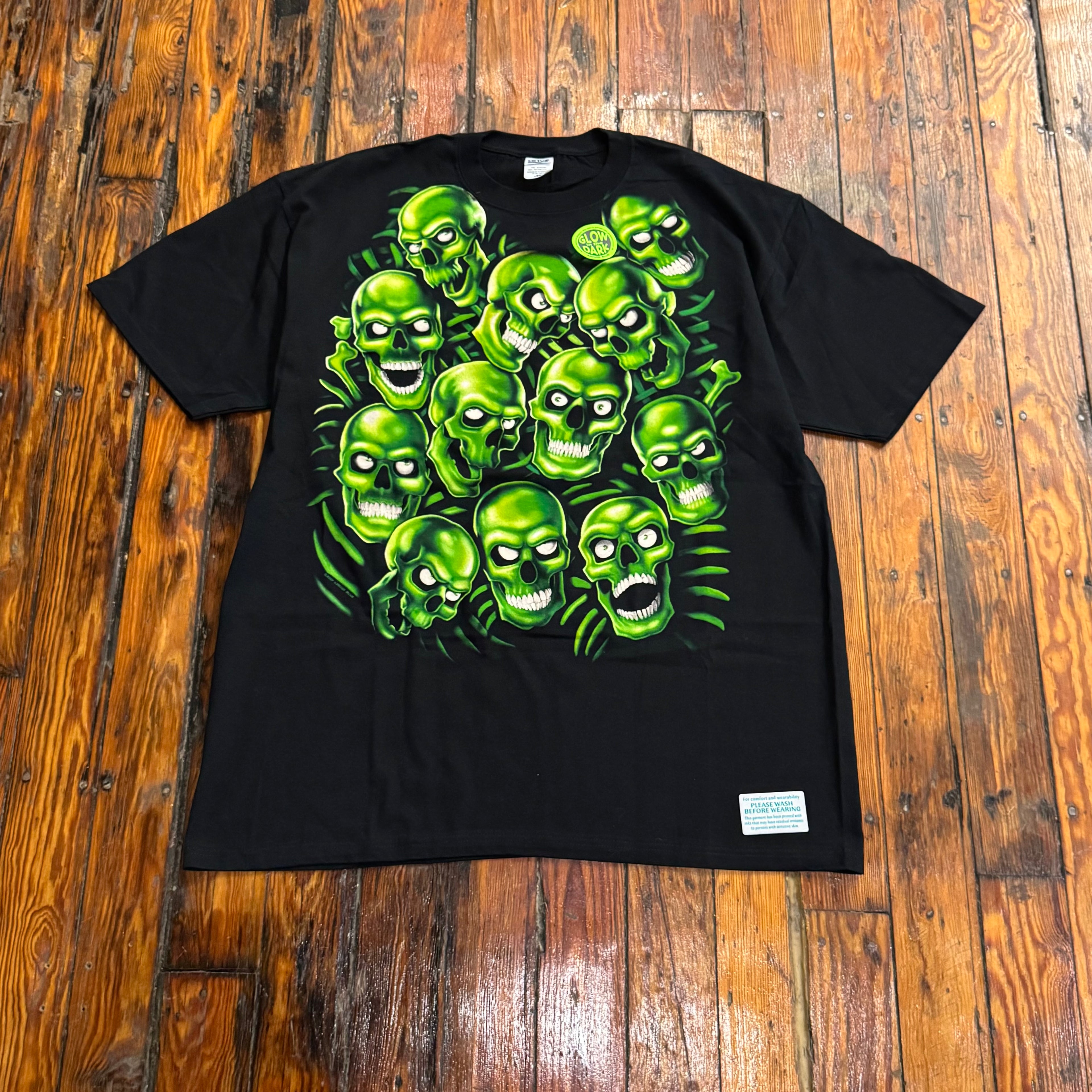 Vintage Liquid Blue Green Skull T-shirt Sz XXL