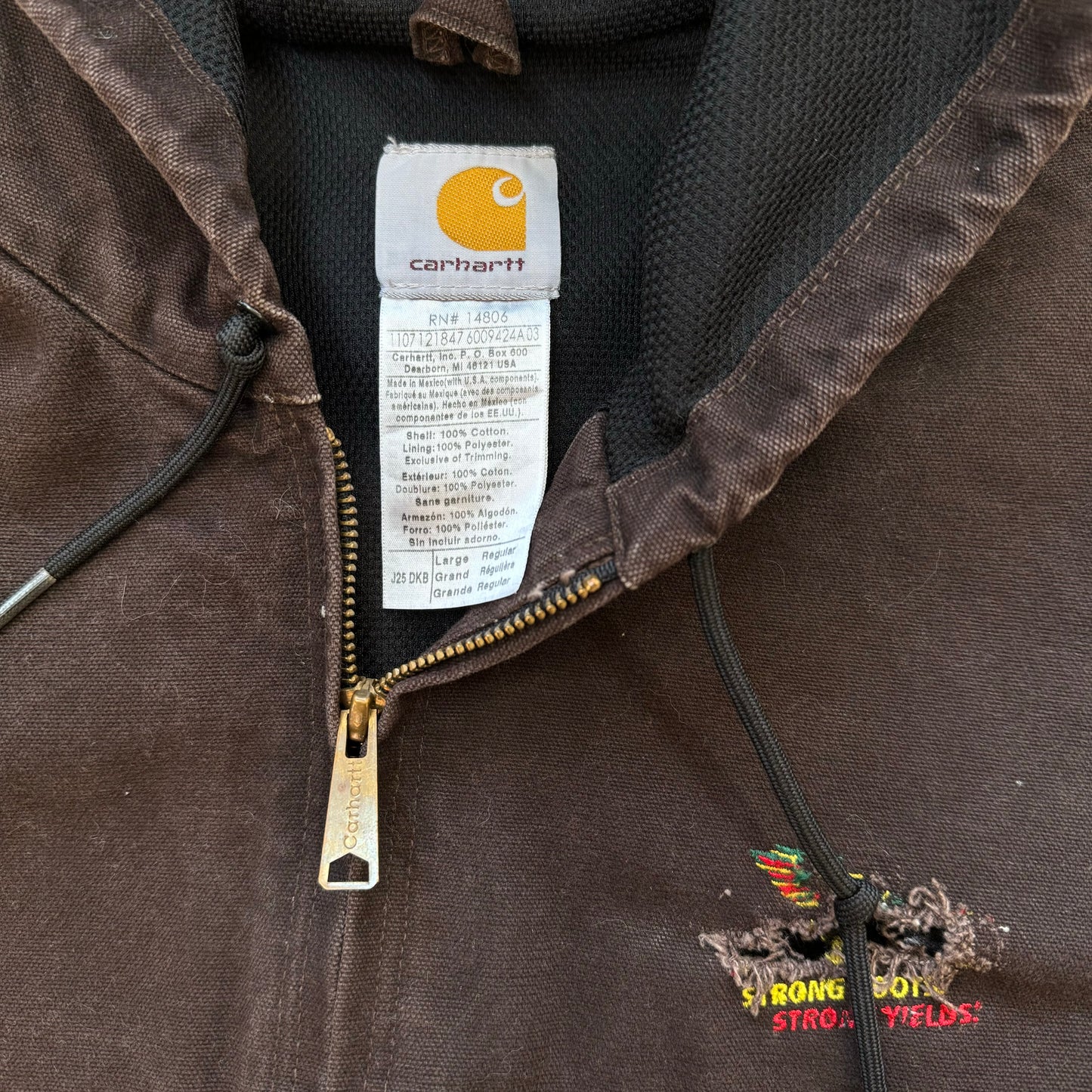 Vintage Brown Carhartt Hooded Workwear Jacket Sz L