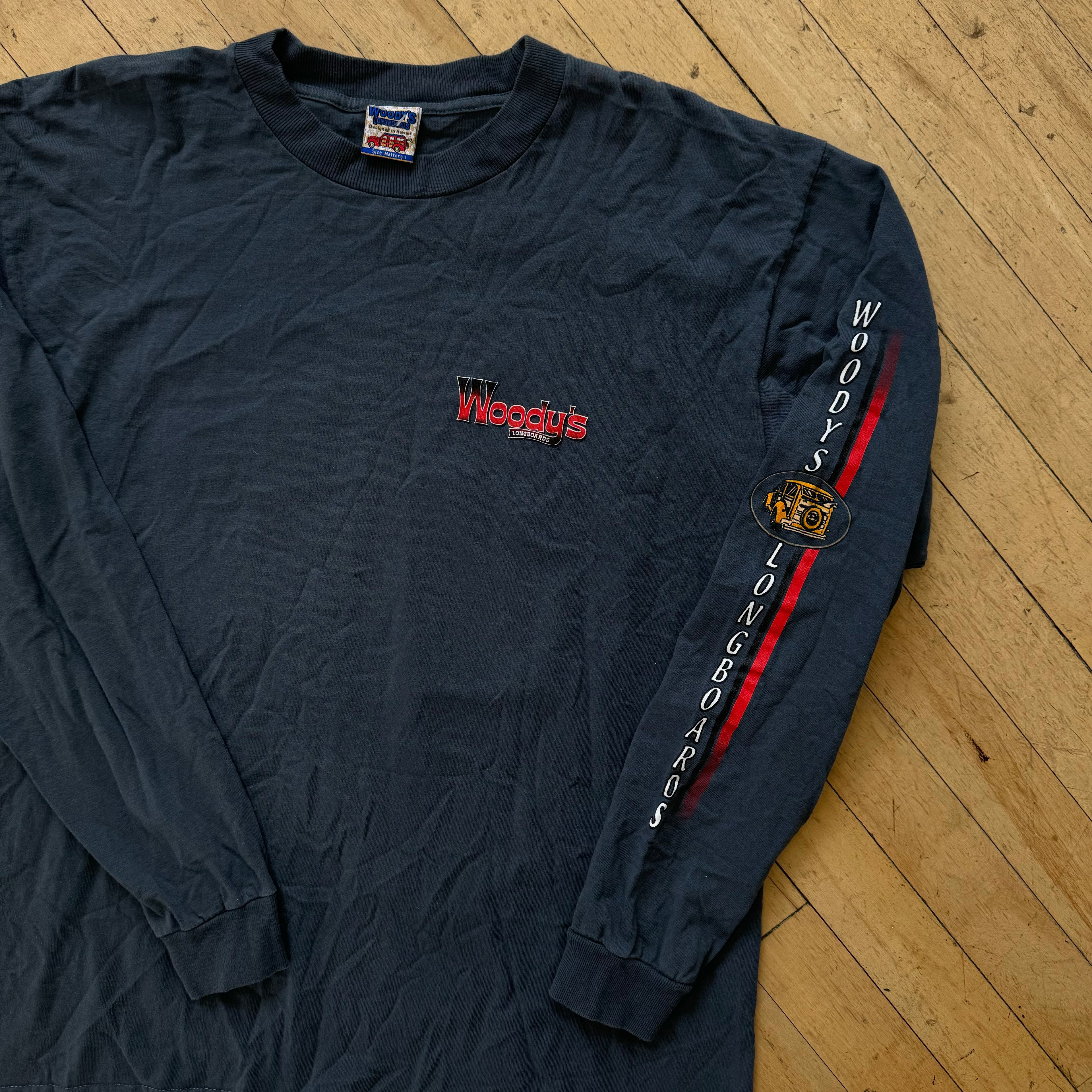 Vintage Woodys LongBoards Surf T-shirt Sz L
