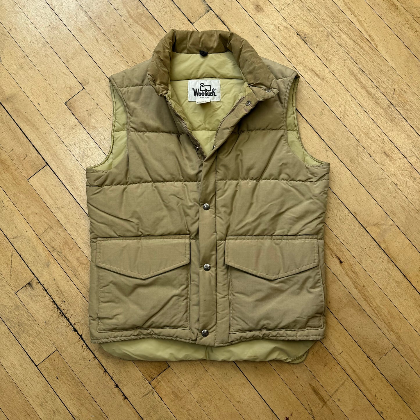 Vintage WoolRich Beige Puffer Vest Sz L