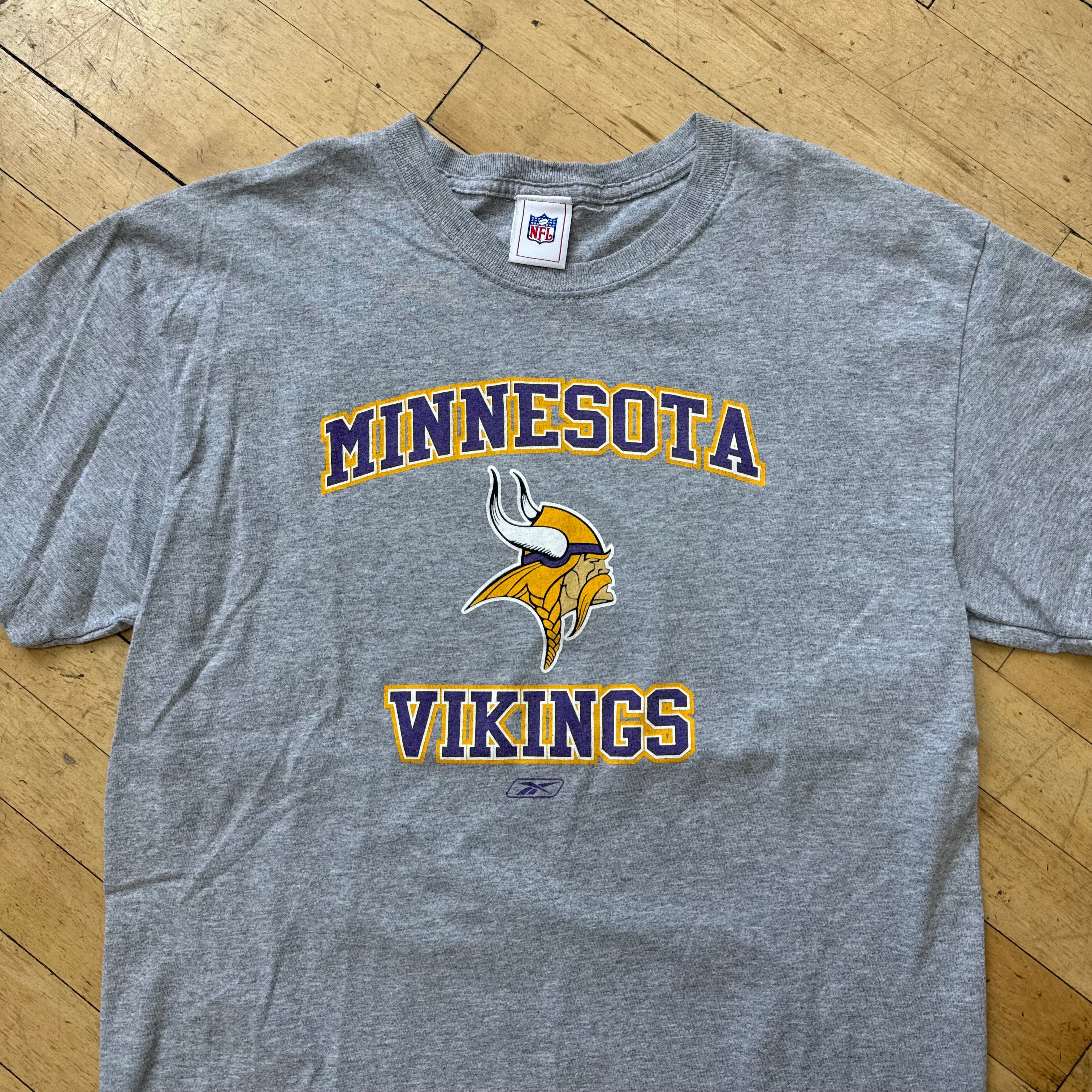 Y2K Reebok Minnesota Vikings Spellout T-shirt Sz M