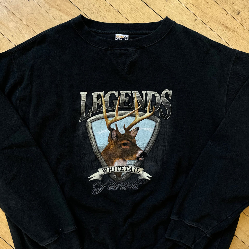 Vintage Legend Whitetail Deer Crewneck Sz L
