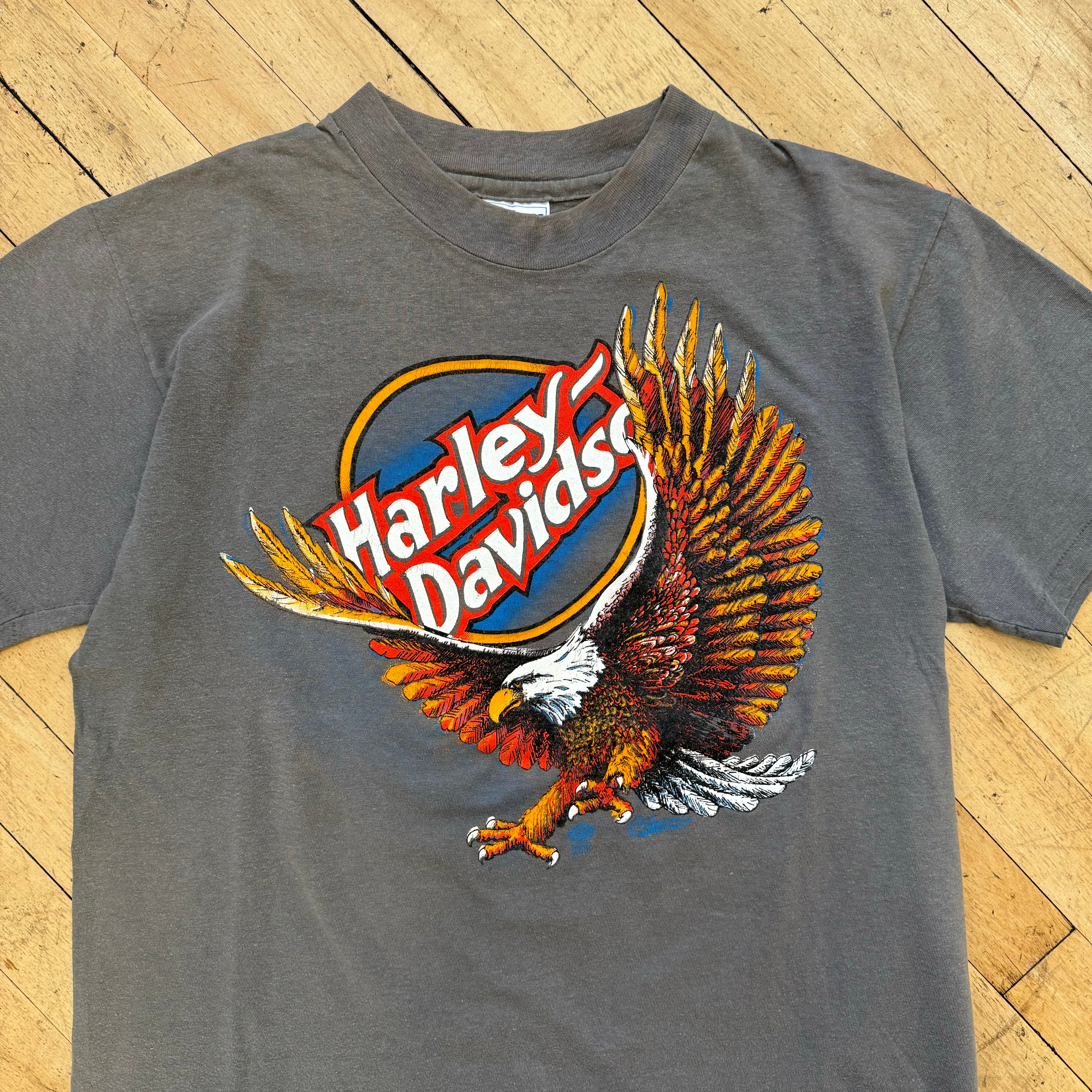 Vintage Harley Davidson Faded Motorcycle T-Shirt Sz L