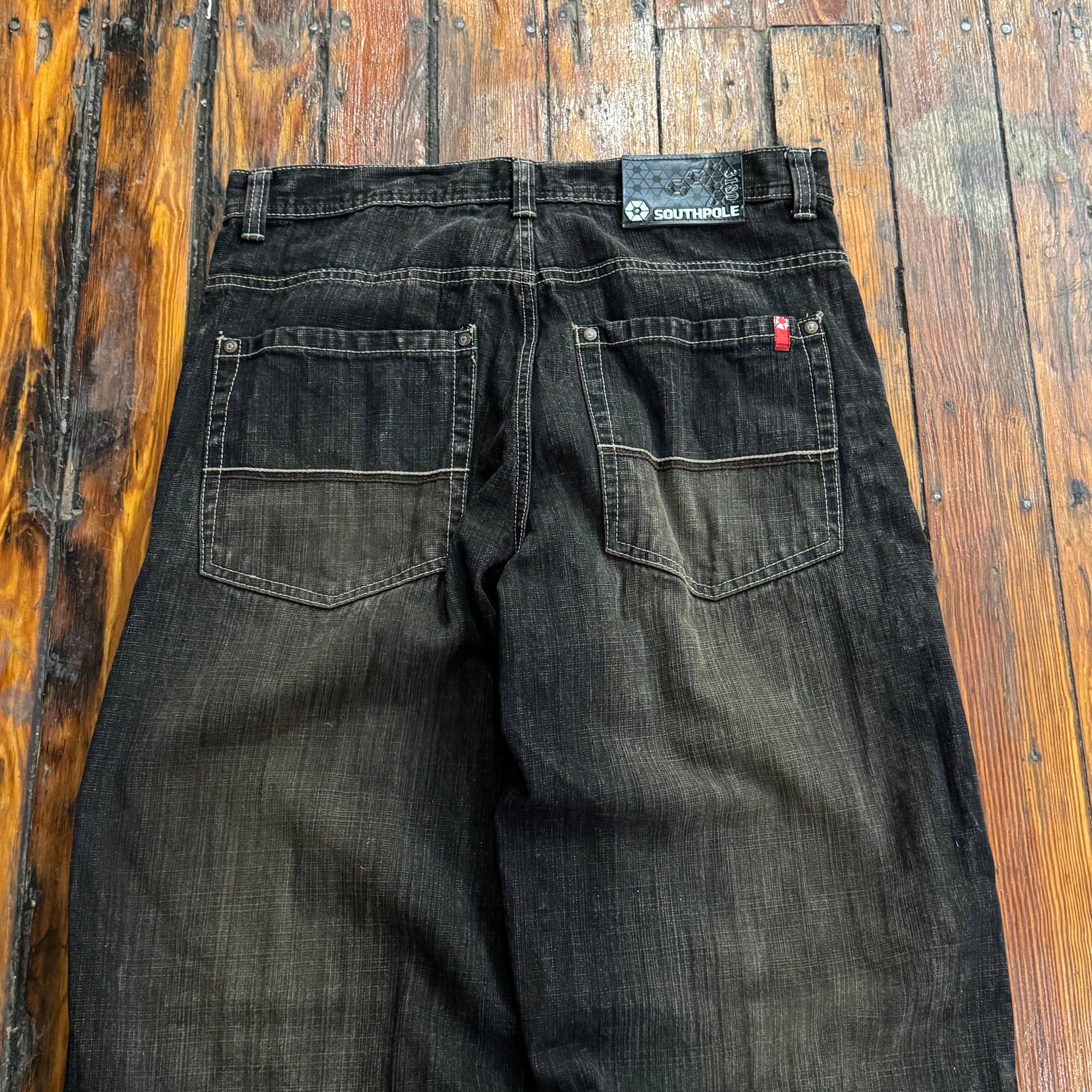 Y2K SouthPole Faded Black / Brown Denim Jeans Sz 36