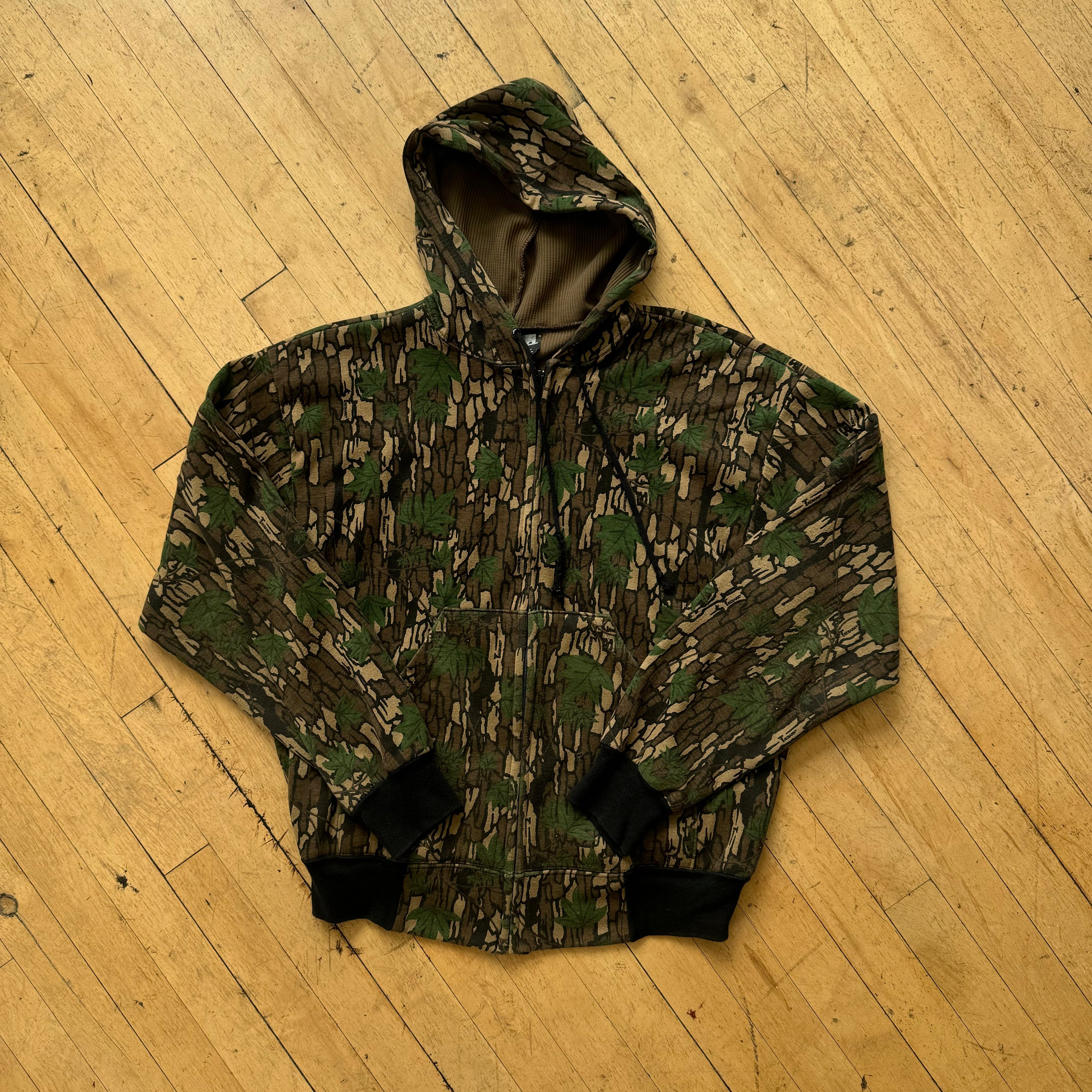 Vintage Camo Zip-Up Hooded Jacket Sz L