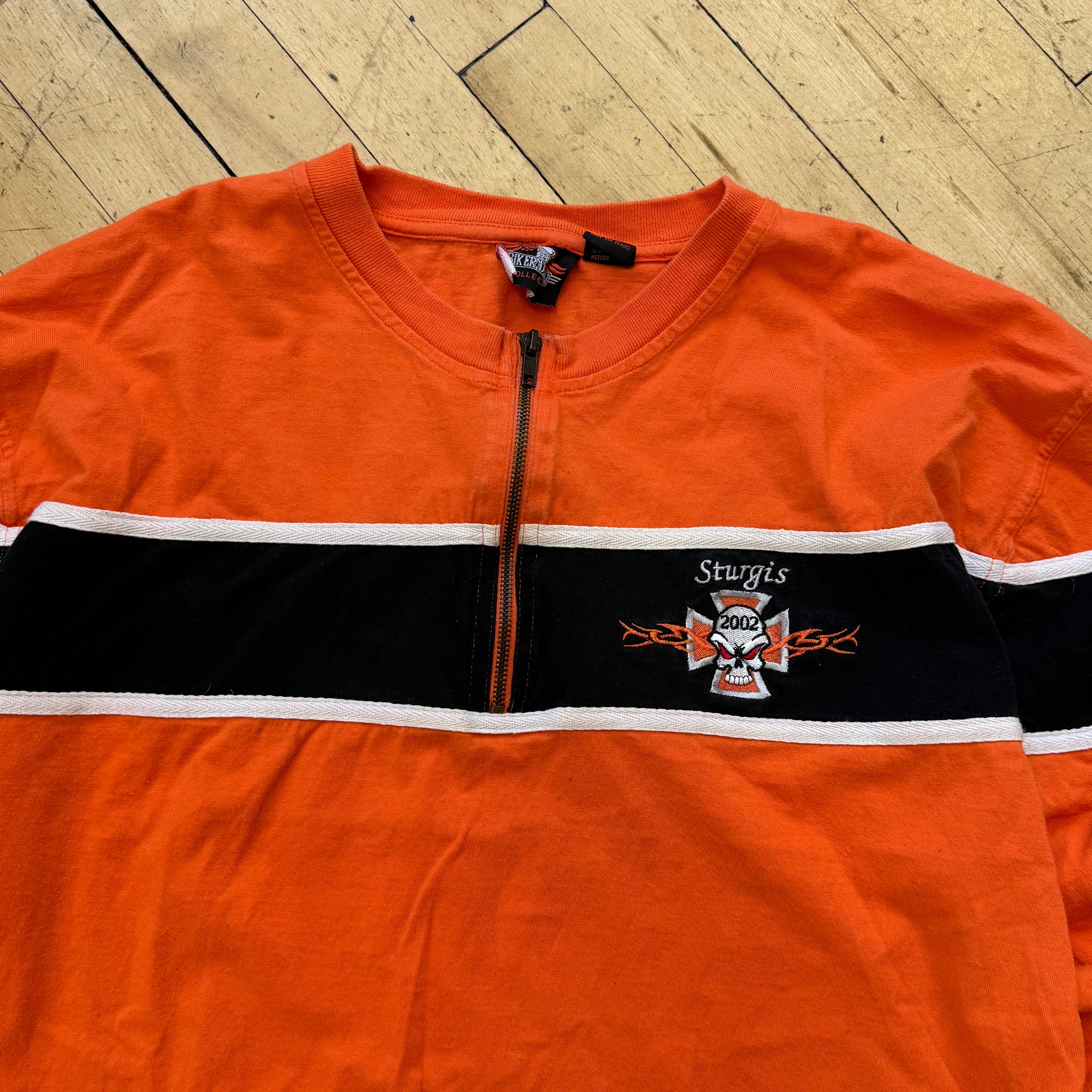 Y2K Sturgis Skull Zip T-shirt Sz L