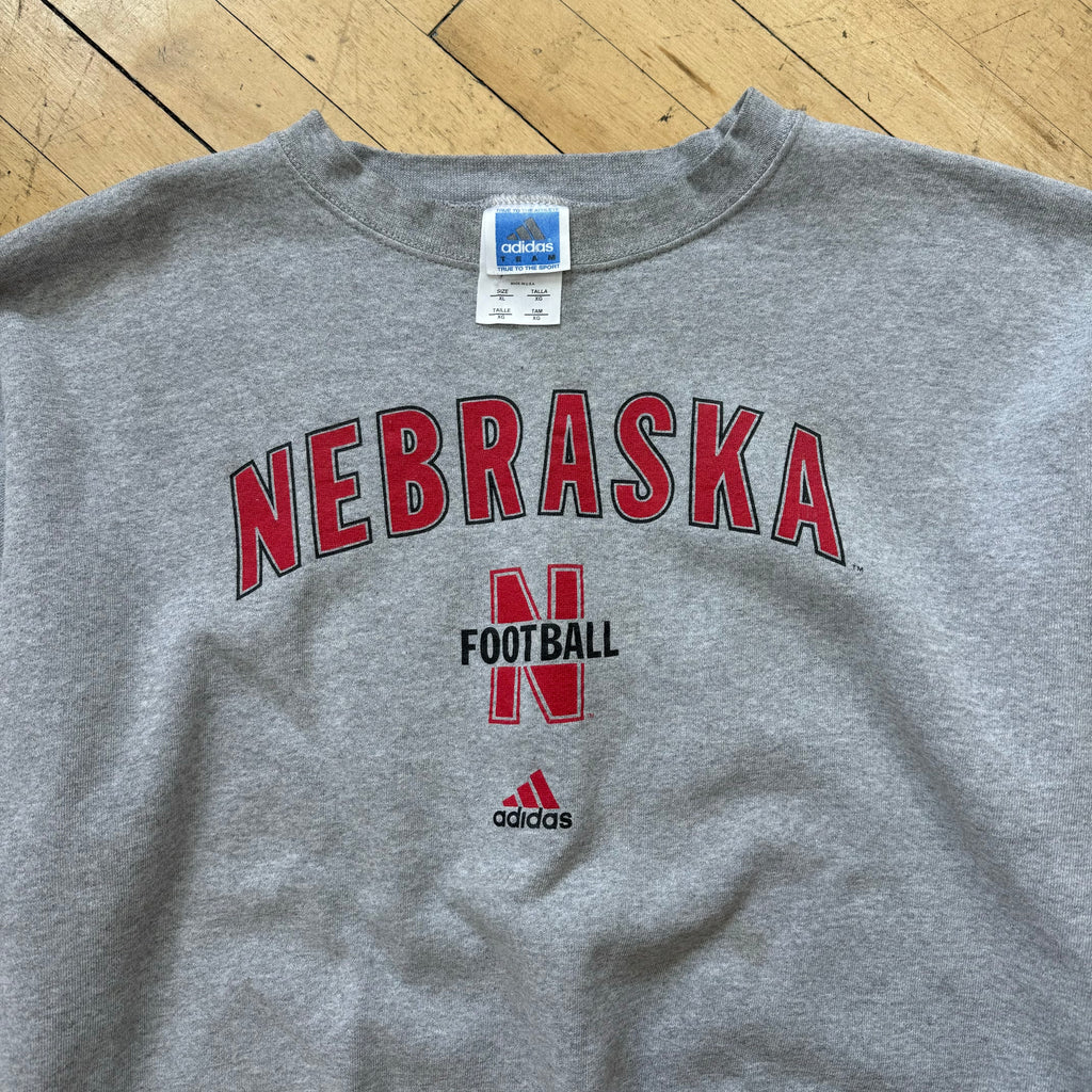 Vintage Adidas Nebraska SpellOut CrewNeck Sz XL