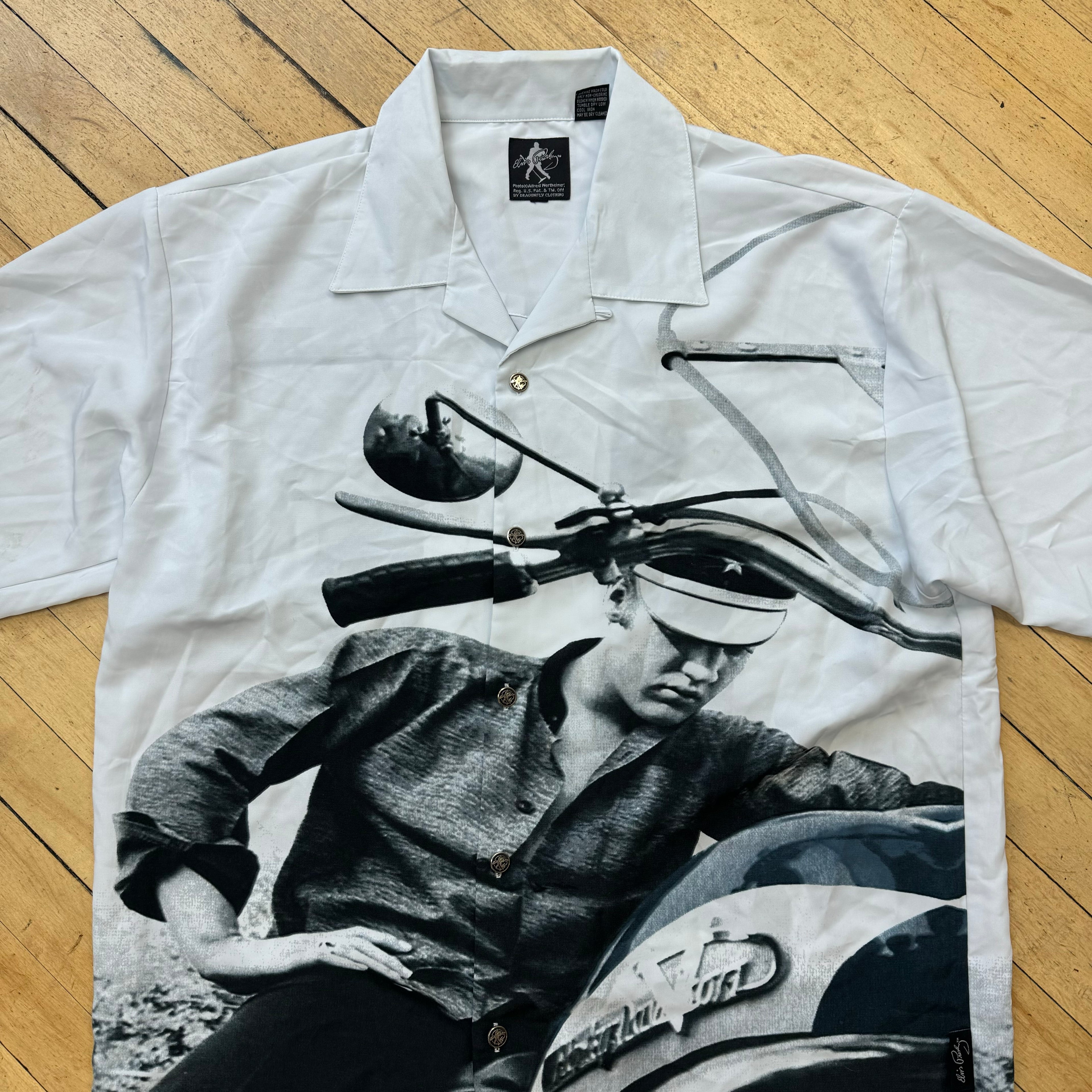 Vintage Elvis Presley Button Up AOP T-shirt Sz XL