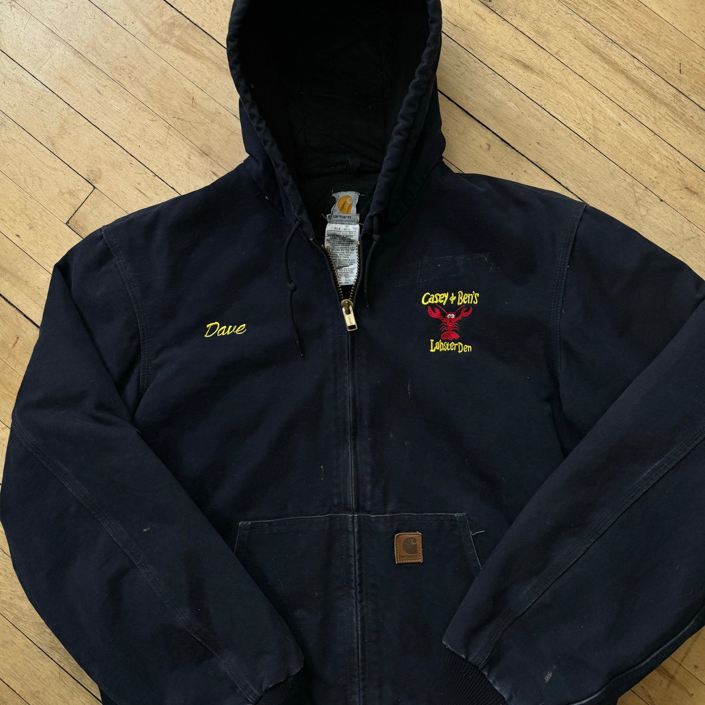 Vintage Navy Carhartt Hooded Jacket Sz L