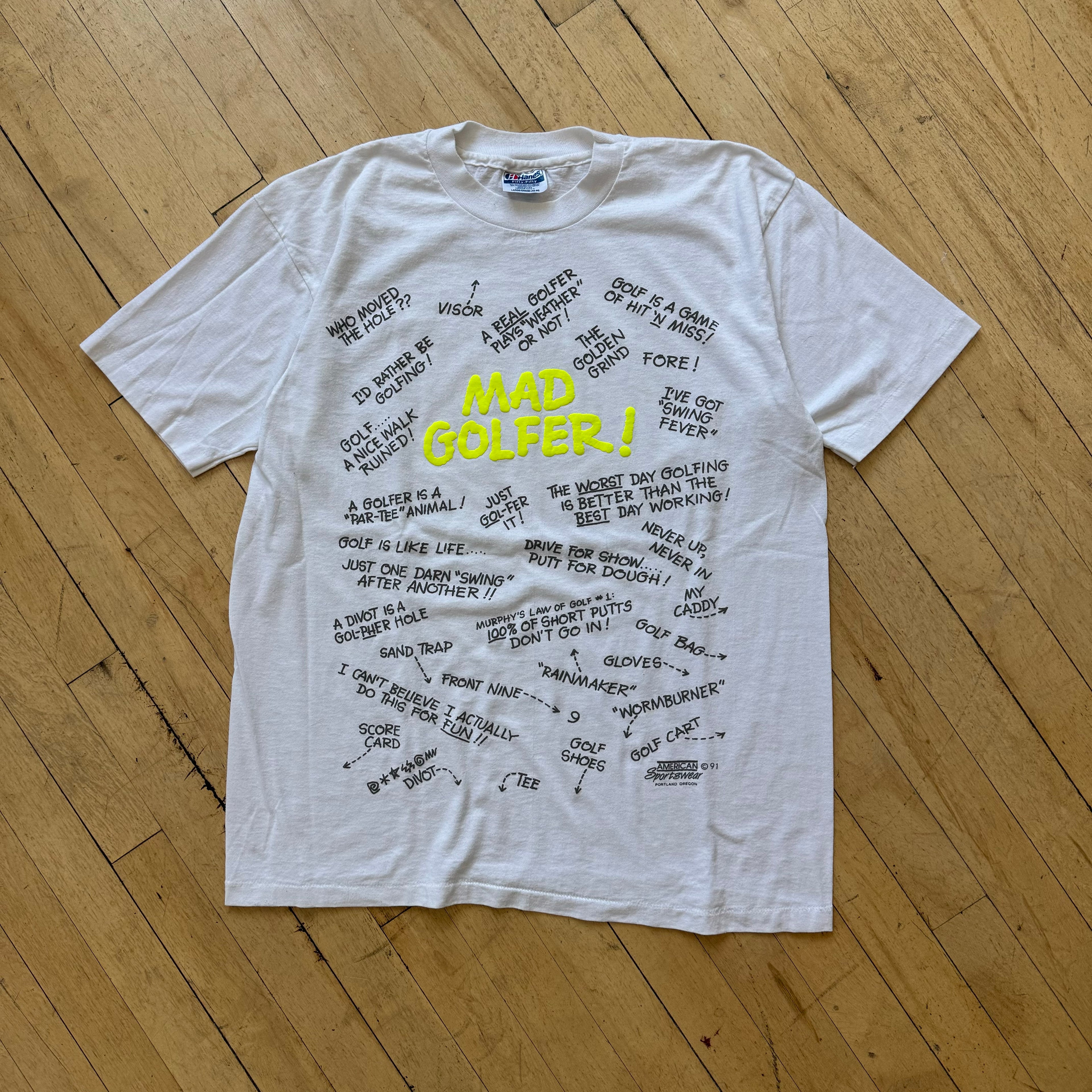 Vintage Mad Golfer AOP T-shirt Sz L