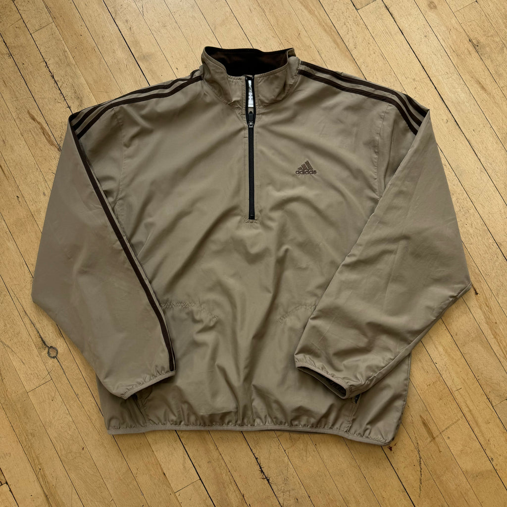 Y2K Tan Adidas Quarter Zip Jacket Sz XL