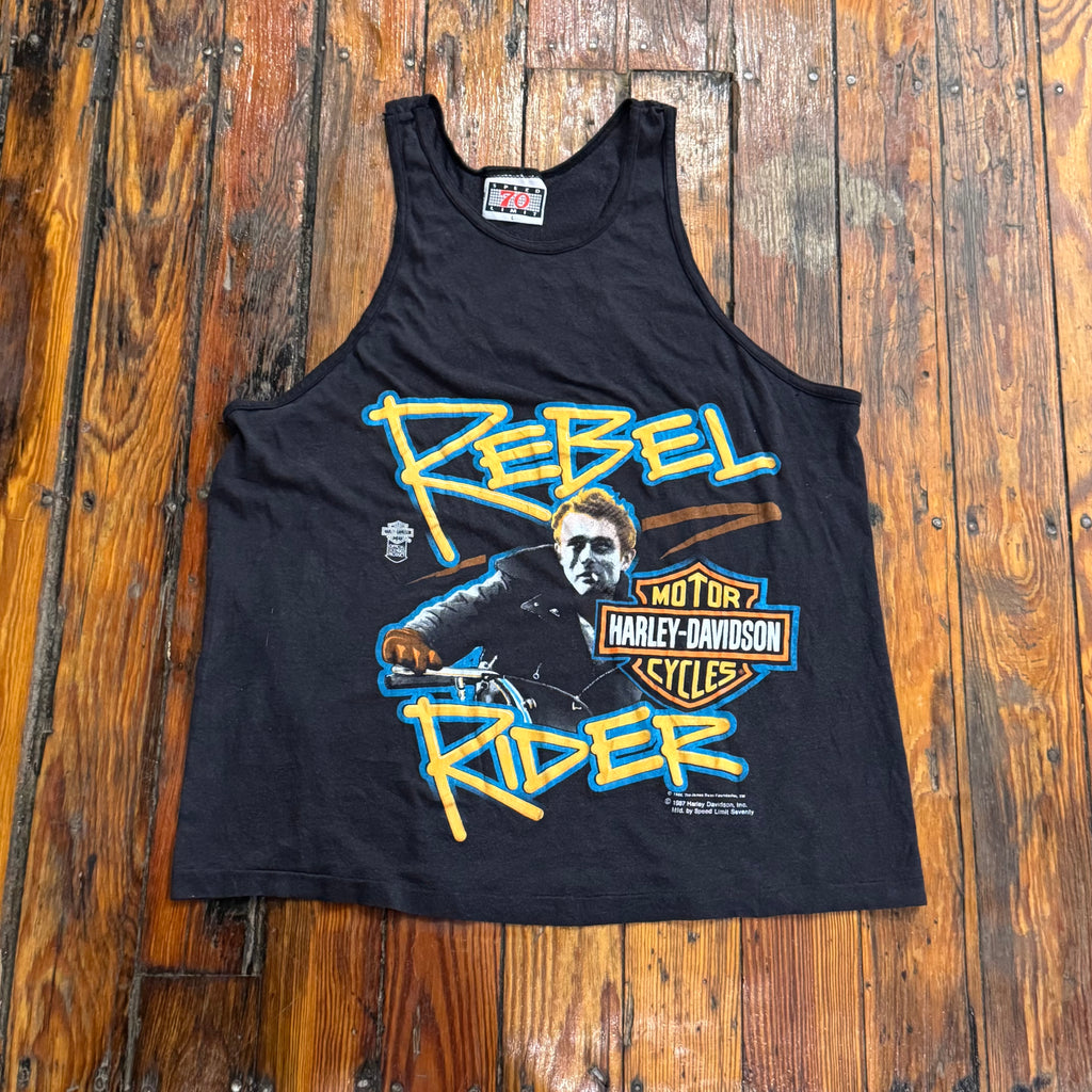 Vintage James Dean Rebel Rider Harley Davidson TankTop Sz L